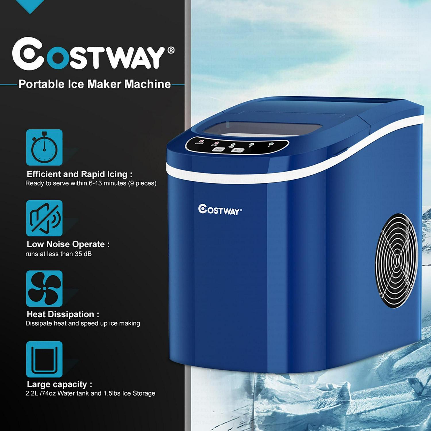 Portable Compact Electric Ice Maker Machine Mini Cube 26lb/Day