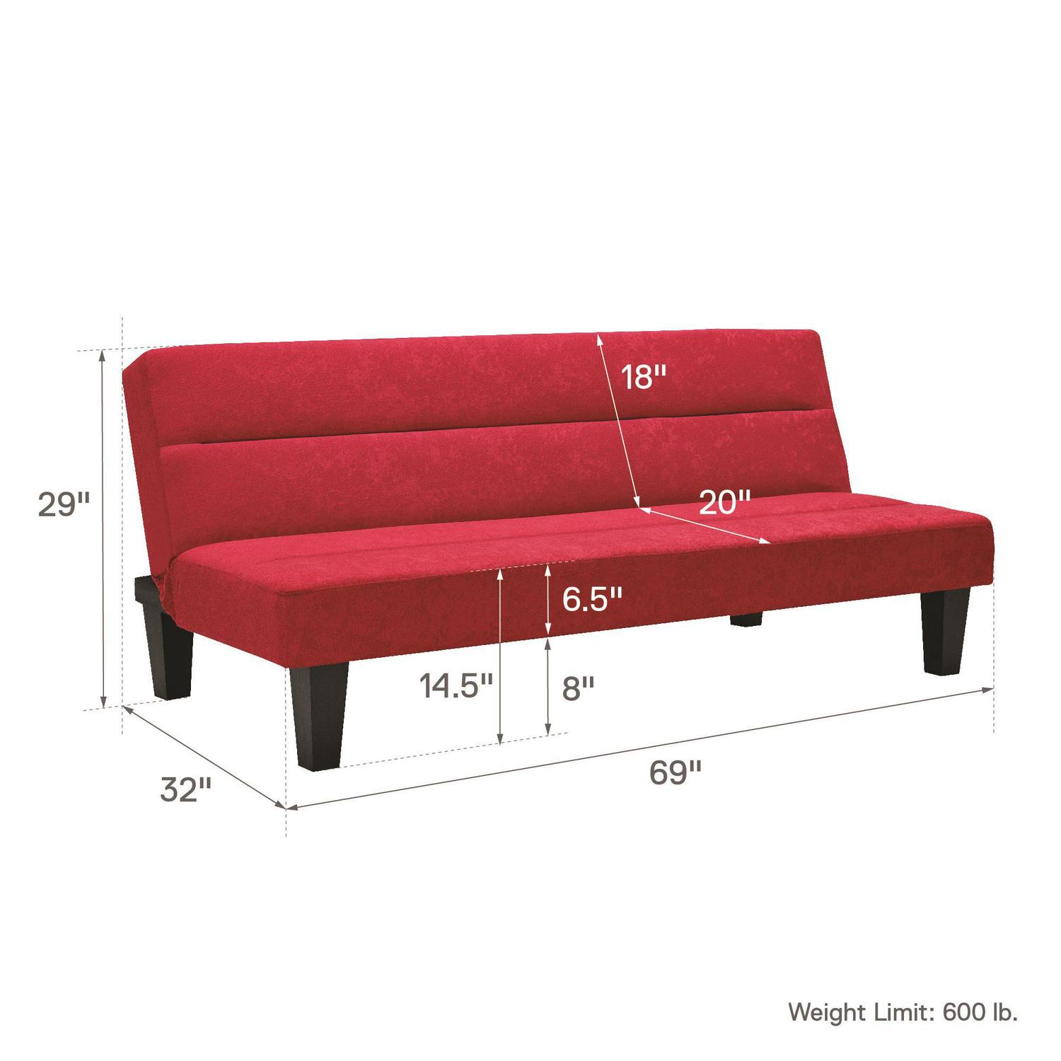 DHP Kebo Futon With Microfiber Cover, Living Room Fold Down Bed, Gray