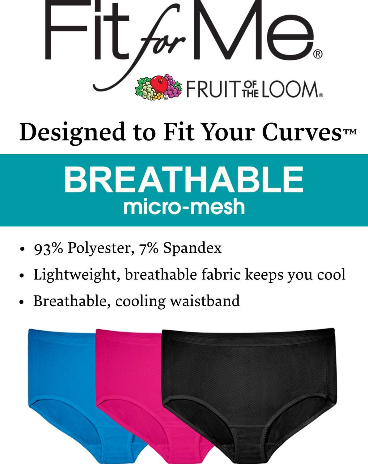 Fruit of the Loom Women's Plus Size Breathable Micro-Mesh Brief Underwear 6 Pack - Picture 26 of 30
