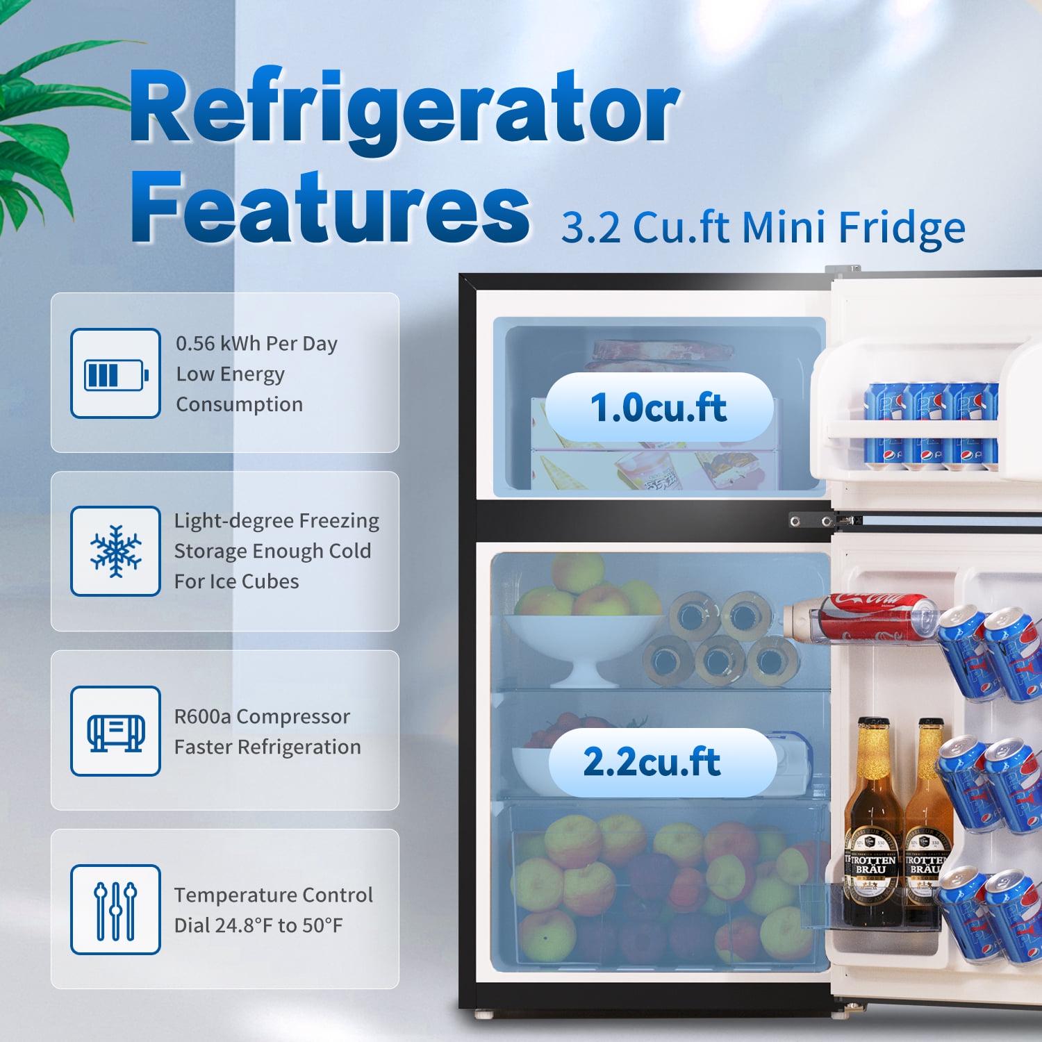 Double door Freestanding Mini Fridge Compact refrigerator Independent freezing