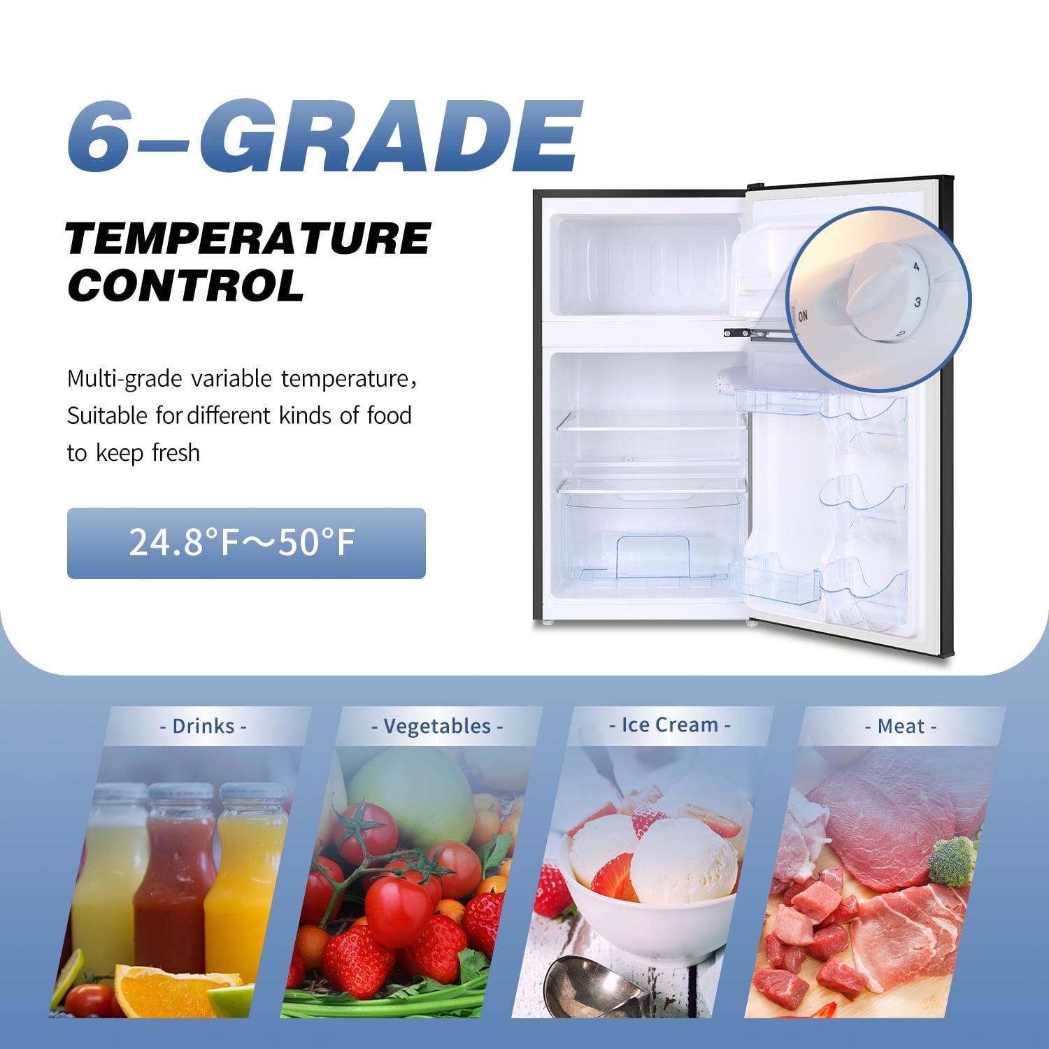 Double door Freestanding Mini Fridge Compact refrigerator Independent freezing