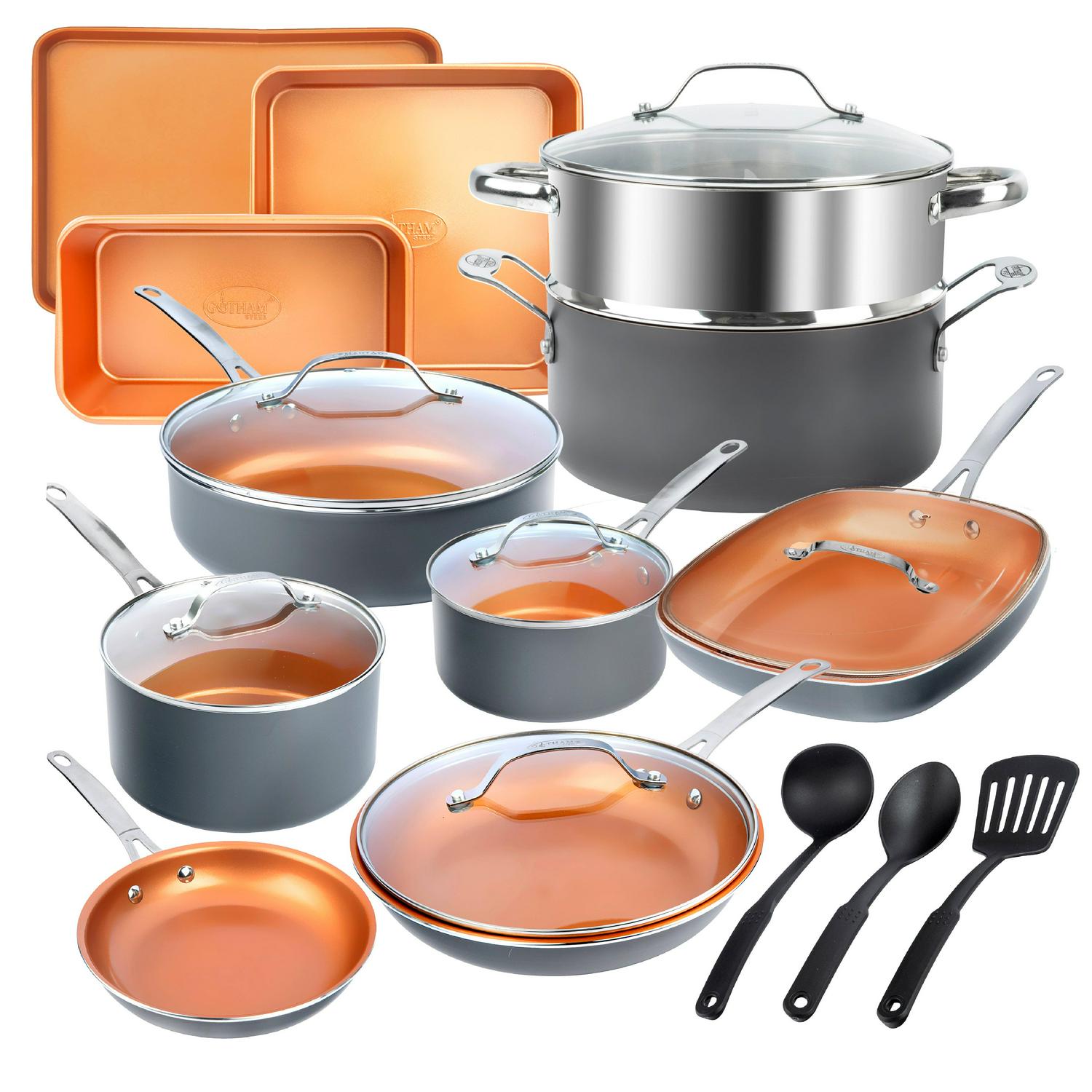 Steel Nonstick Pots & Pans 20 Pcs Ceramic Cookware Bakeware Kitchen Set