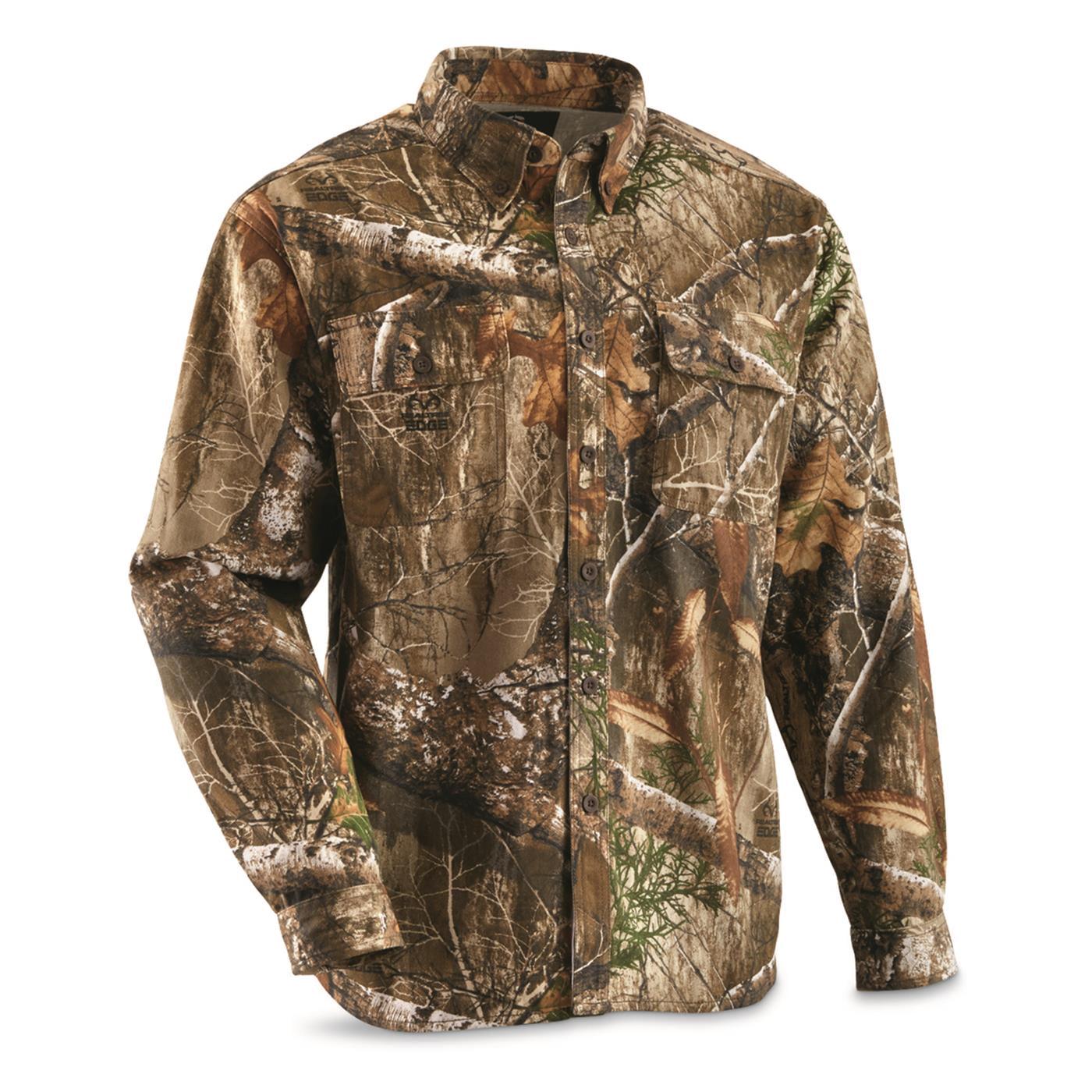 Guide Gear Men's Button Front Hunting Shirt Realtree Edge