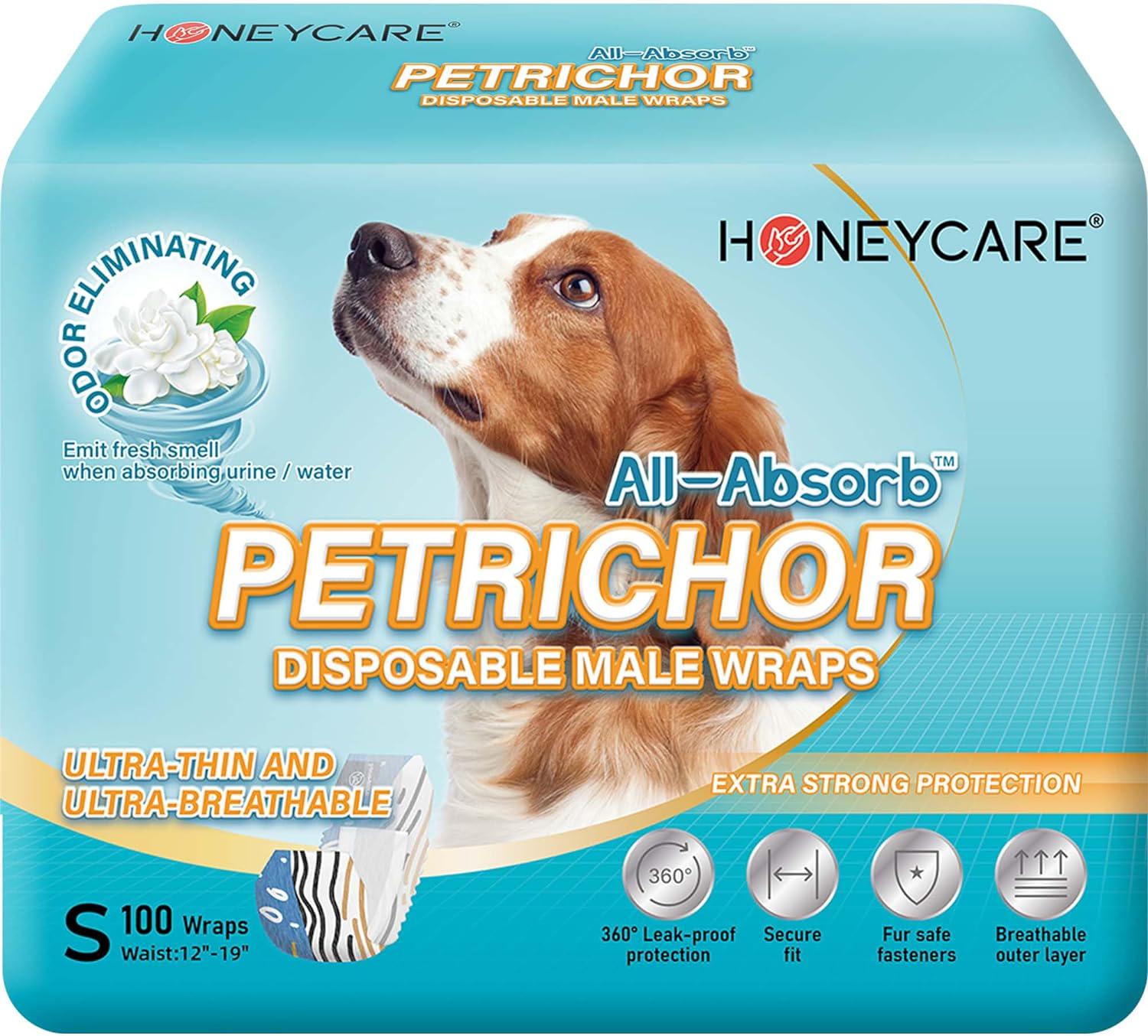 All Absorb Petrichor Male Dog Wrap, Fresh Smell Dog Diaper, Disposable 100 Count