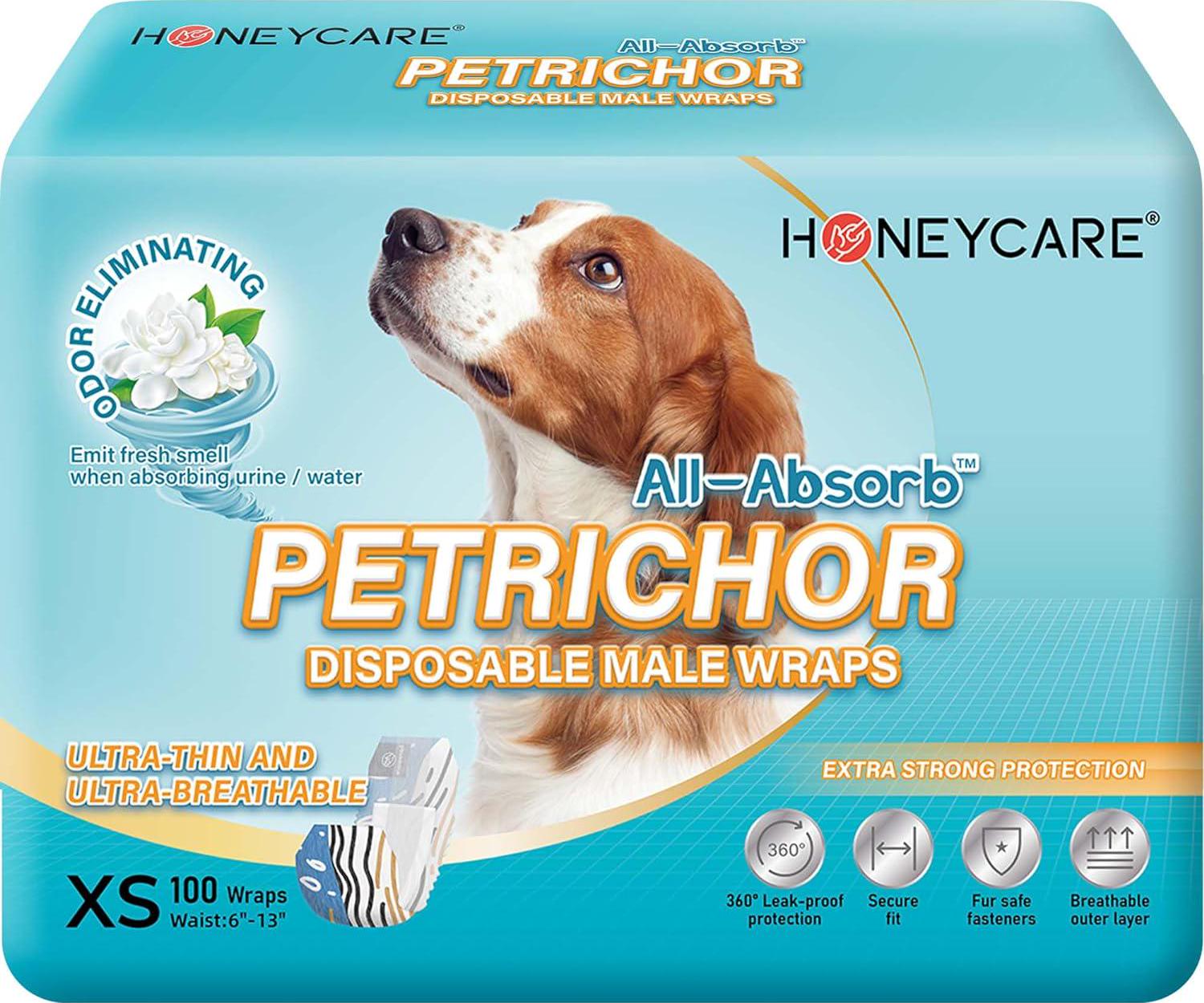 All Absorb Petrichor Male Dog Wrap, Fresh Smell Dog Diaper, Disposable 100 Count