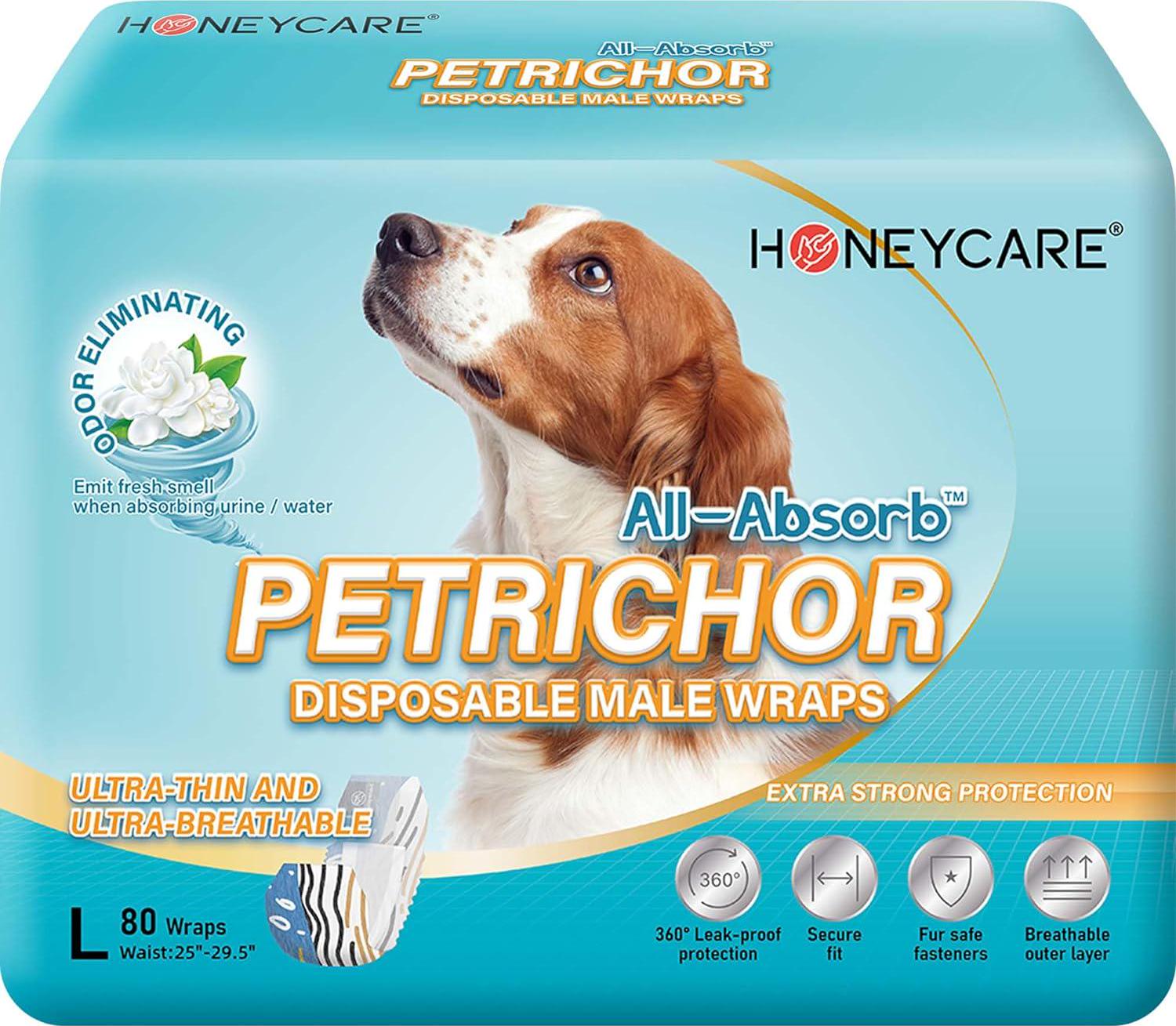 All Absorb Petrichor Male Dog Wrap, Fresh Smell Dog Diaper, Disposable 100 Count