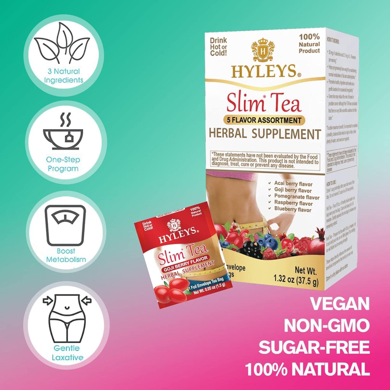 Hyleys Slim Tea Goji Berry Flavor - Weight Loss Herbal Supplement Cleanse And - - Picture 63 of 89