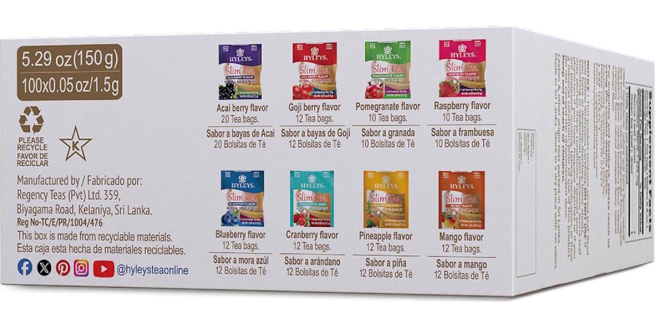 Hyleys Slim Tea Goji Berry Flavor - Weight Loss Herbal Supplement Cleanse And - - Picture 75 of 89
