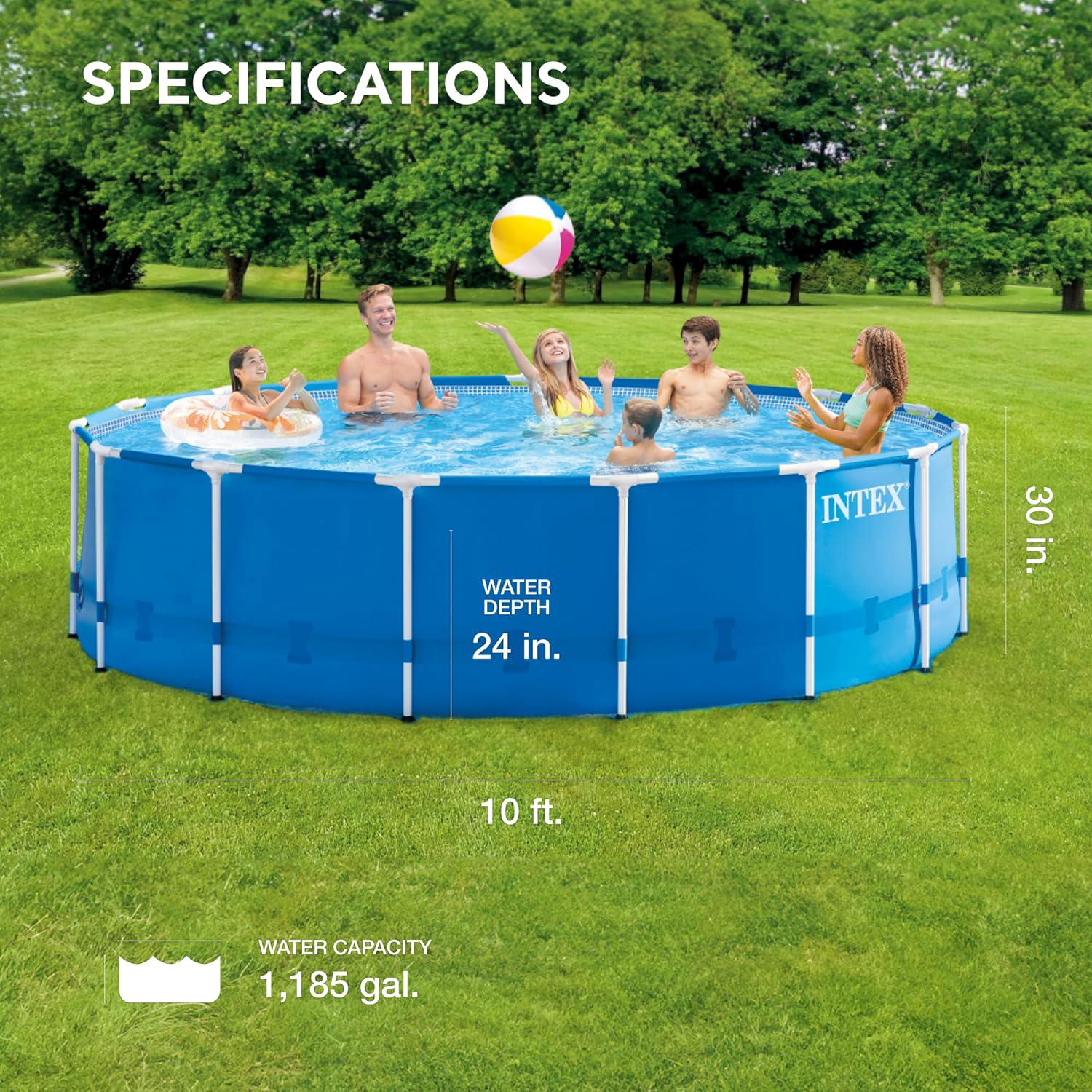 Intex 28253EH 18ft x 48in Metal Frame Above Ground Pool Set with Pump ...