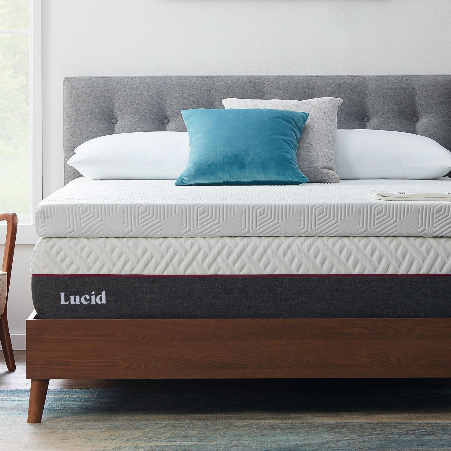 LUCID 2, 3, 4 Inch Cooling Gel Memory Foam Mattress Topper - Full Queen King