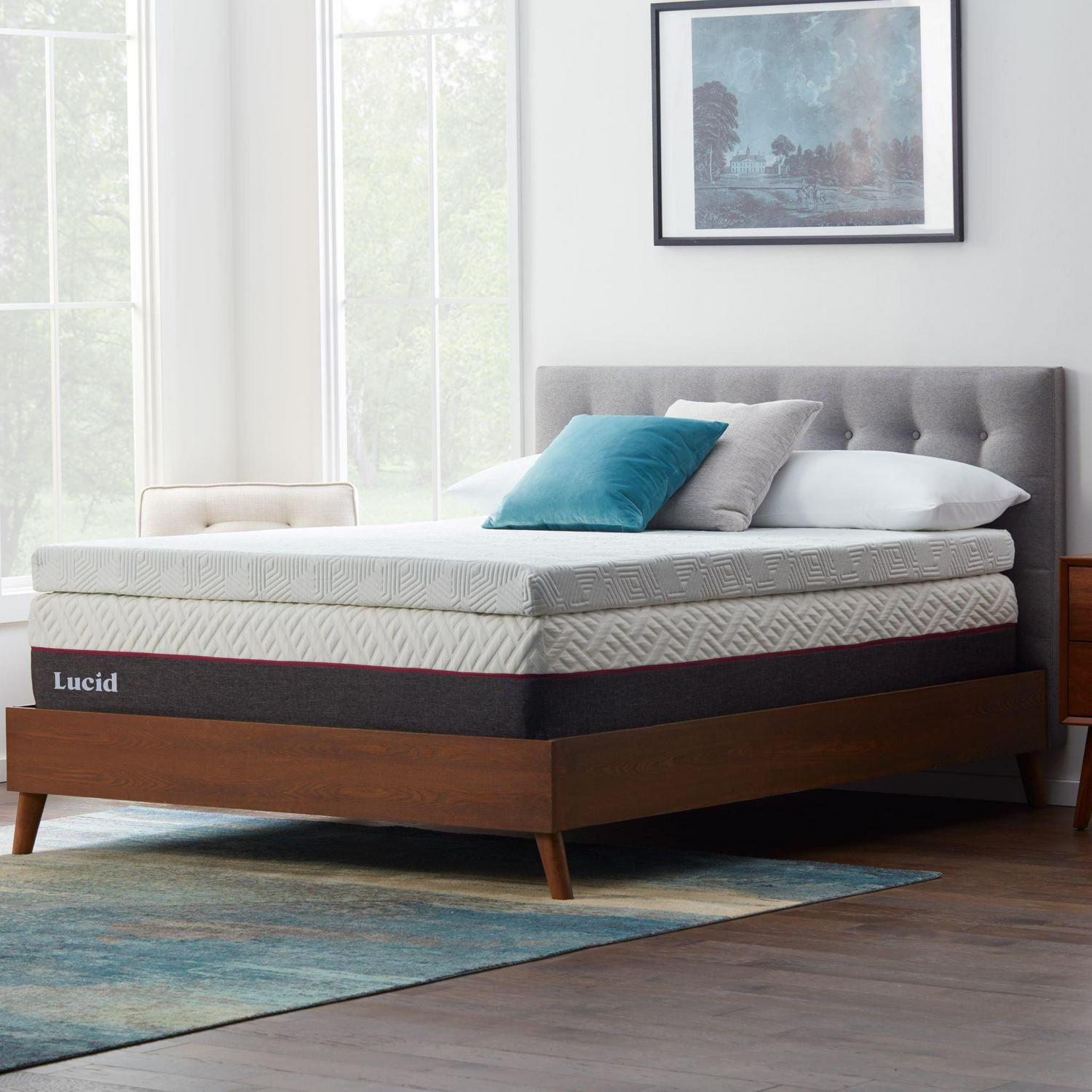 LUCID 2, 3, 4 Inch Cooling Gel Memory Foam Mattress Topper - Full Queen King