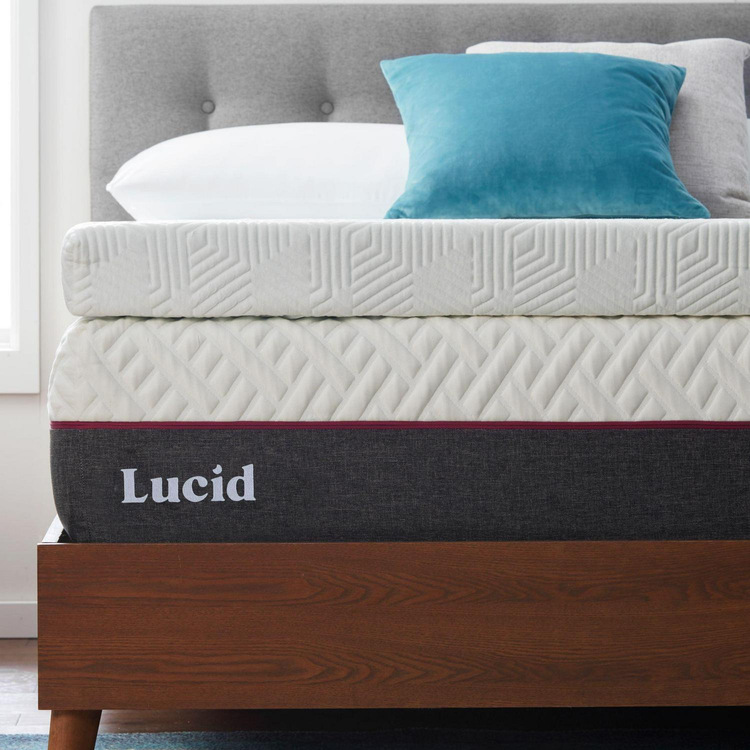 LUCID 2, 3, 4 Inch Cooling Gel Memory Foam Mattress Topper - Full Queen King