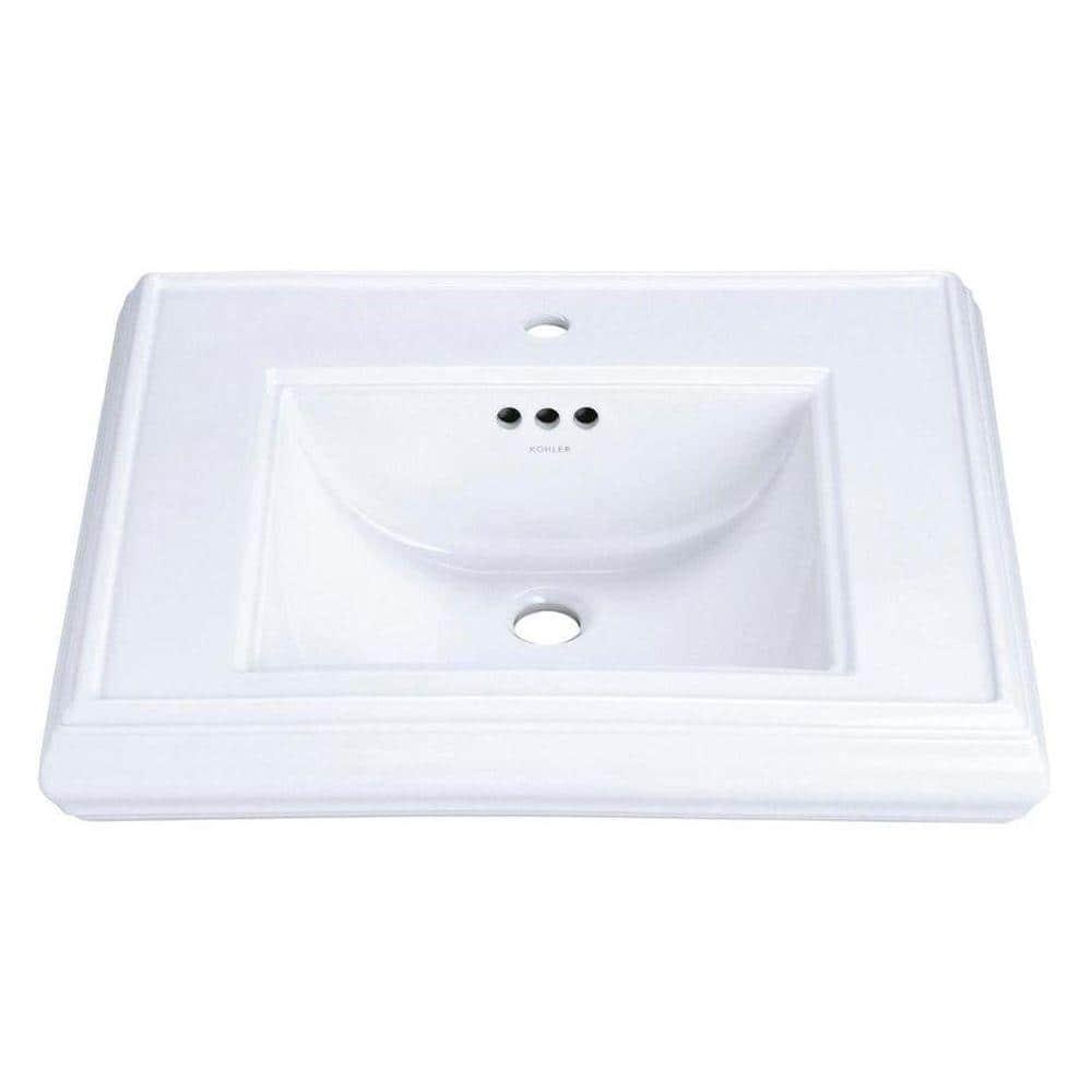 KOHLER Memoirs 5-1/4 in. Ceramic Pedestal Sink Basin in White with Overflow Drain