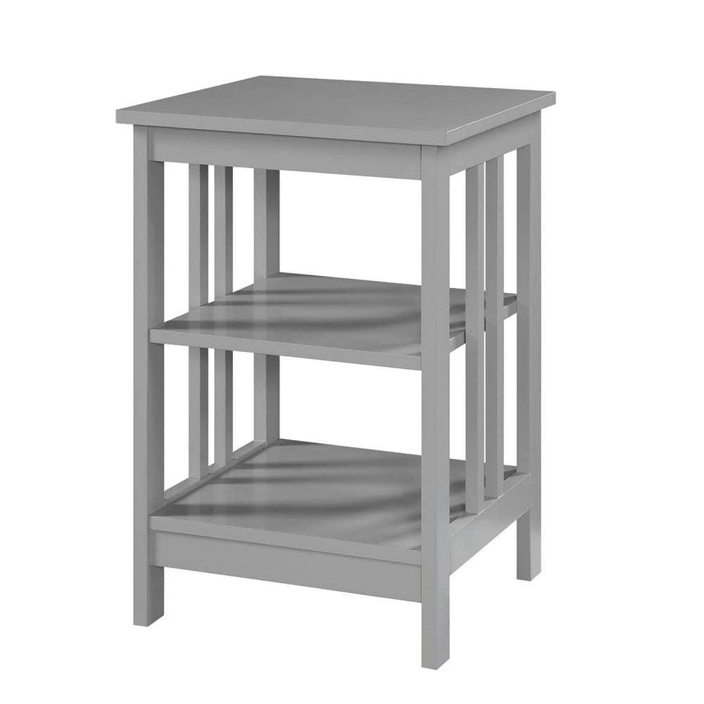 End Table Shelves 15.75 in. Gray Standard Height Square Top Wood Particleboard