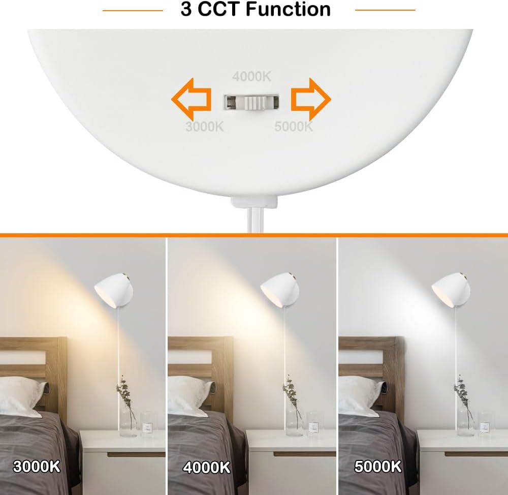 Modern Plug in Wall Light Adjustable Angle 100° & 330° White Plug in Wall - Picture 15 of 22