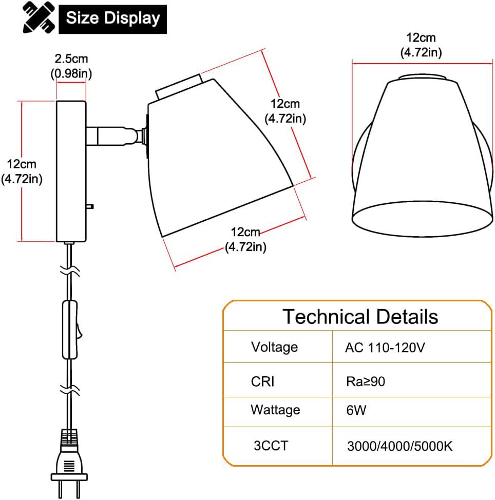 Modern Plug in Wall Light Adjustable Angle 100° & 330° White Plug in Wall - Picture 17 of 22