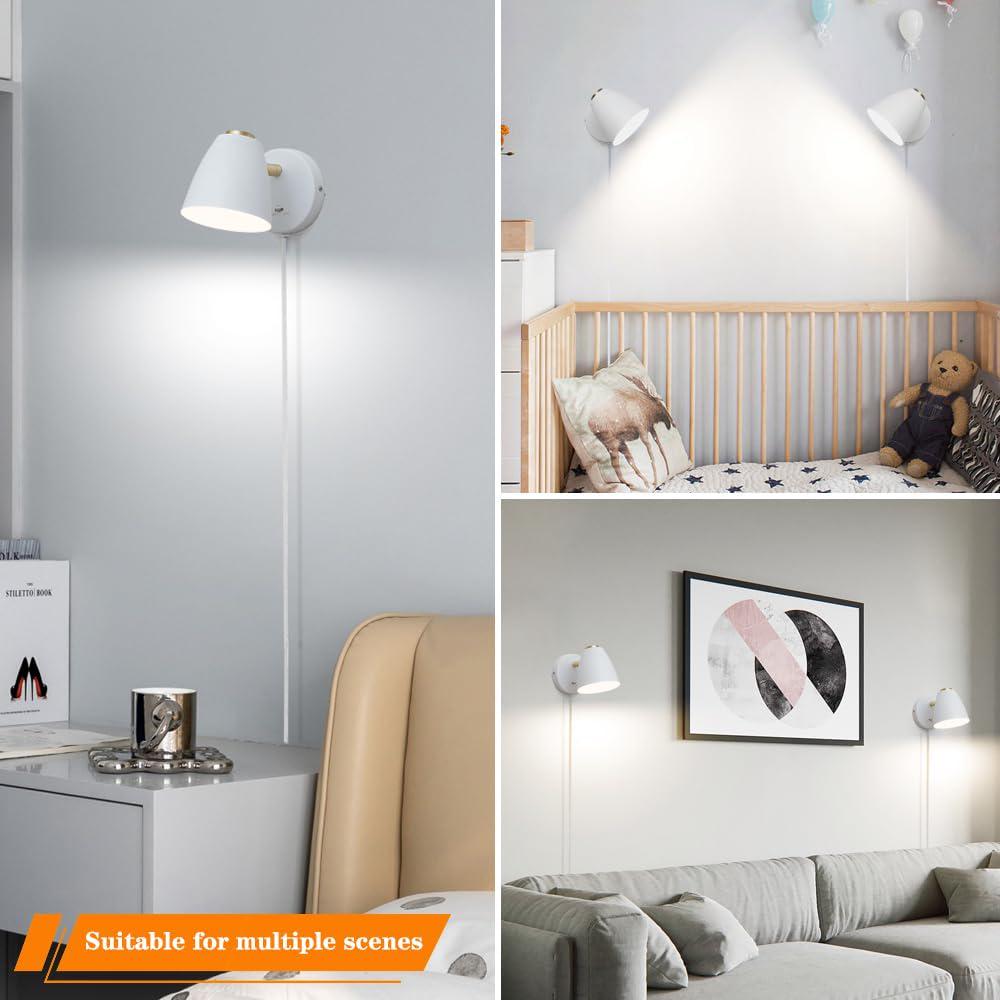 Modern Plug in Wall Light Adjustable Angle 100° & 330° White Plug in Wall - Picture 16 of 22
