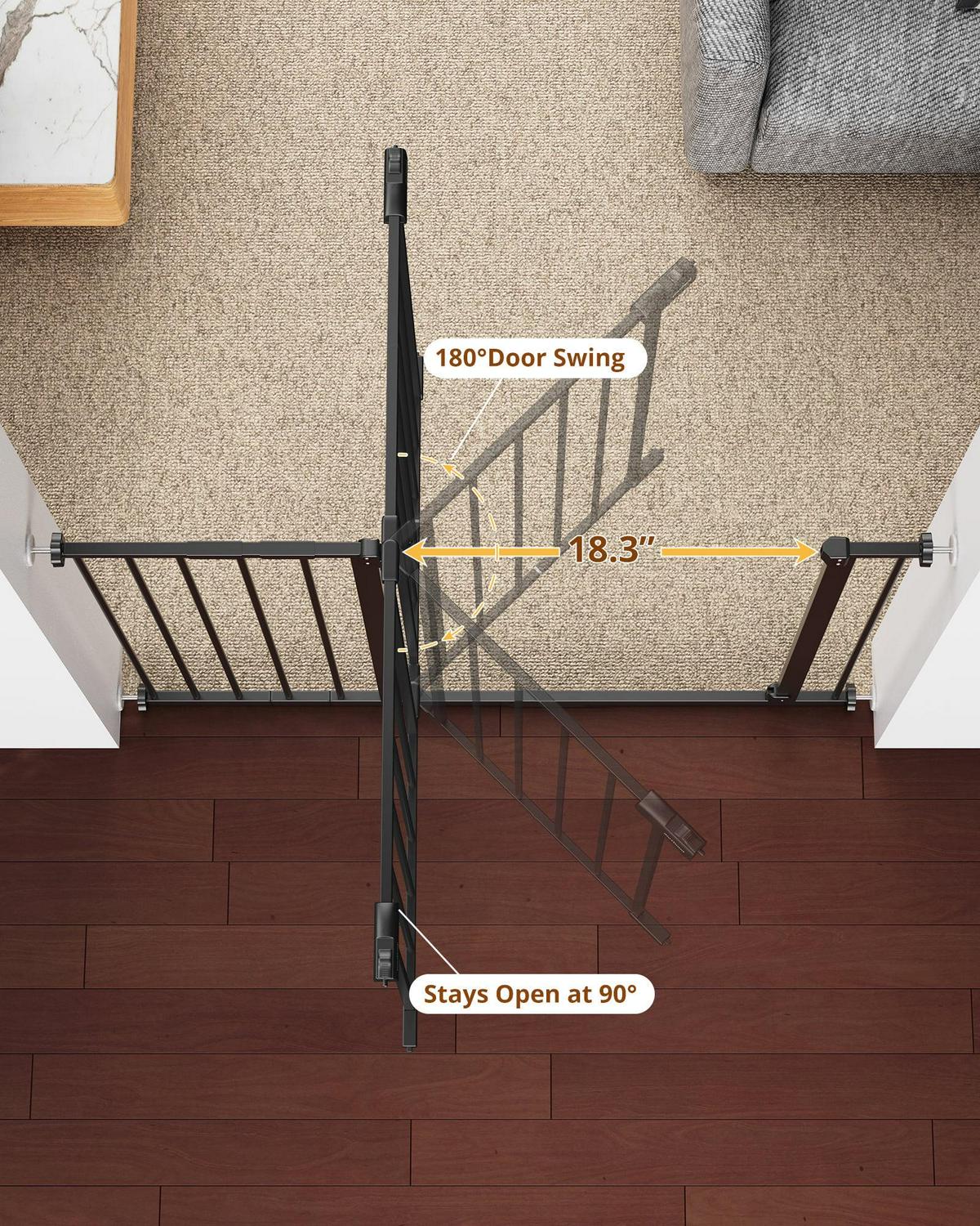 Extra Wide Baby Safety Gate for Stairs and Doorway,28.9-42.1 Wide,30 Tall ages 6