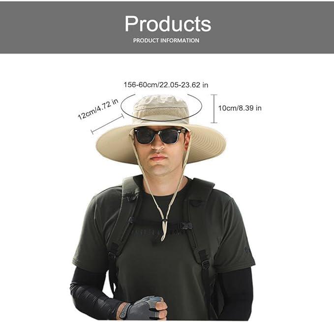 Outdoor Wide Brim Sun Hat with 2 Solar Fan Bucket Hat Men Women Fishing Beach - Picture 65 of 67