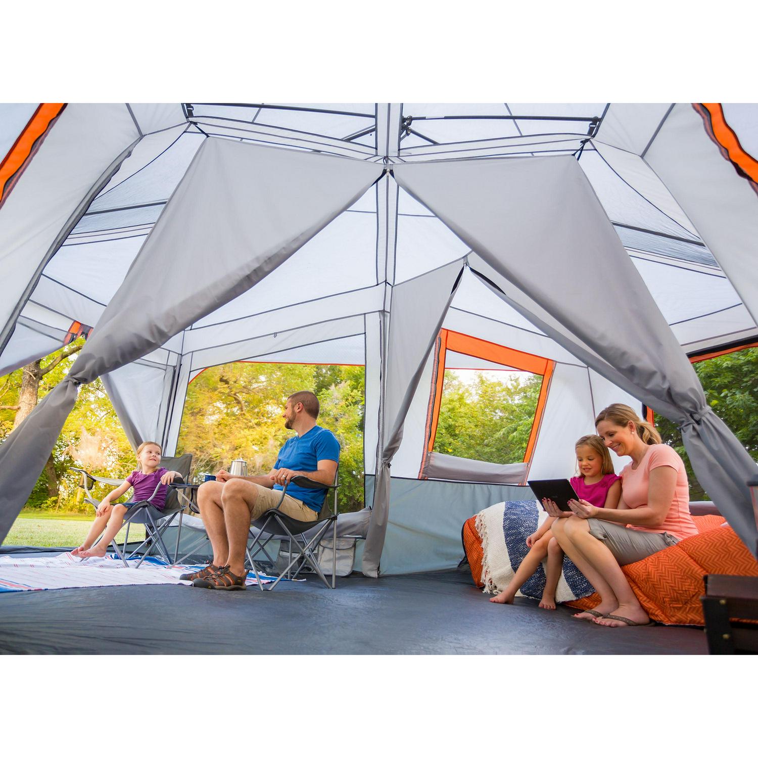 Ozark Instant 20' x 18' 12-Person Cabin Camping Tent W/ Rainfly Private Room, 12 - Picture 22 of 26