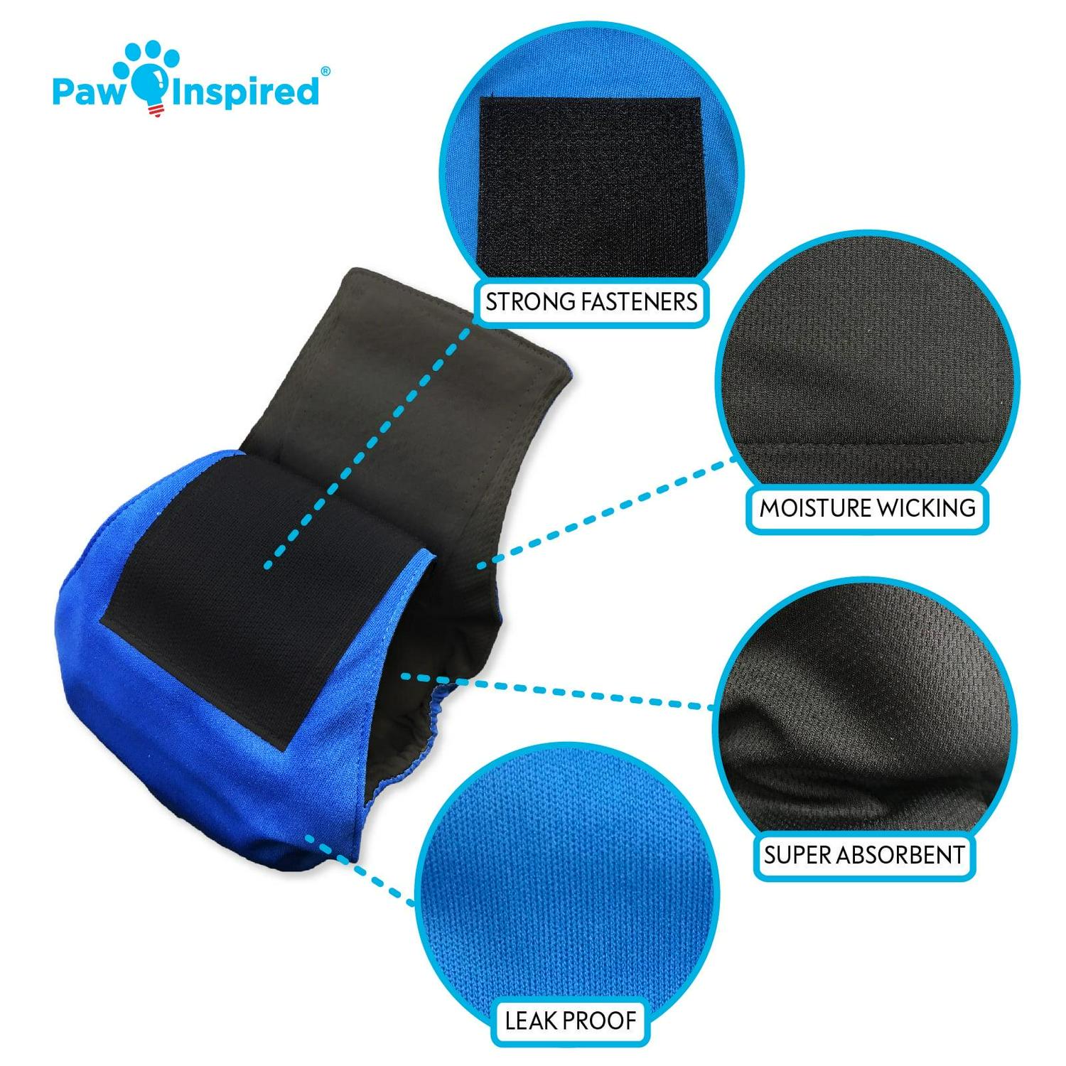 Paw Inspired Reusable Washable Male Dog Wraps, Belly Band for Male Dog Diapers