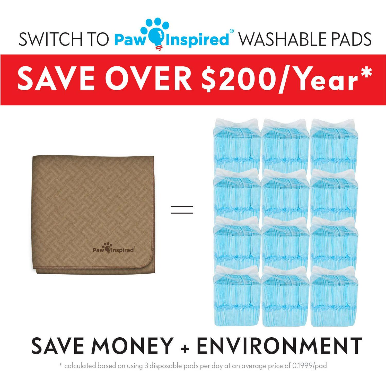 Paw Inspired Washable Dog Pads, Reusable Puppy Pee Wee Training Pads Extra Large - Picture 14 of 48