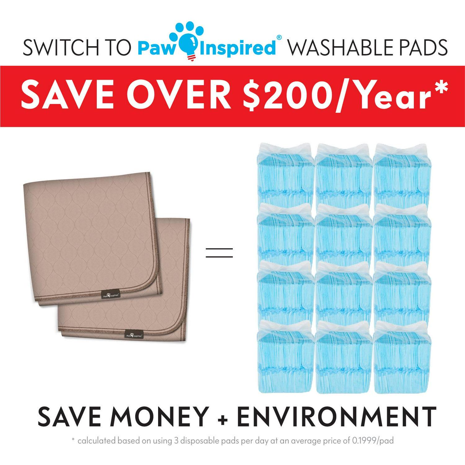 Paw Inspired Washable Dog Pads, Reusable Puppy Pee Wee Training Pads Extra Large - Picture 30 of 48