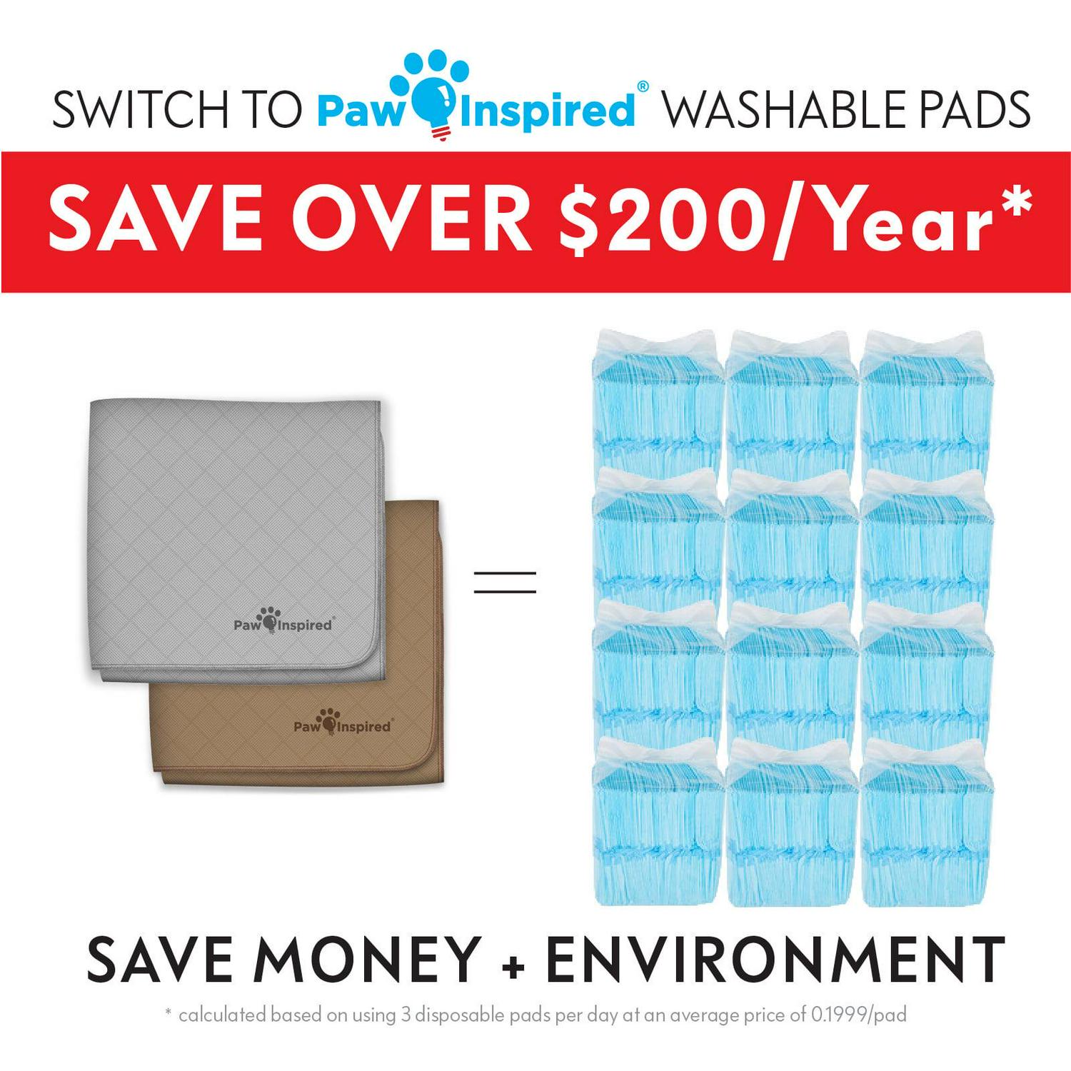 Paw Inspired Washable Dog Pads, Reusable Puppy Pee Wee Training Pads Extra Large - Picture 39 of 48