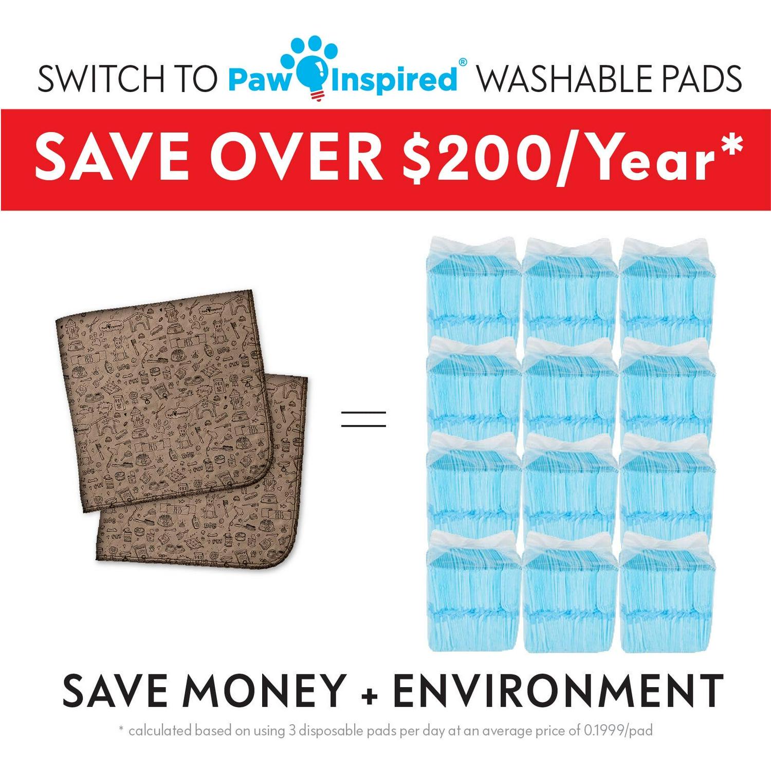 Paw Inspired Washable Dog Pads, Reusable Puppy Pee Wee Training Pads Extra Large - Picture 25 of 48