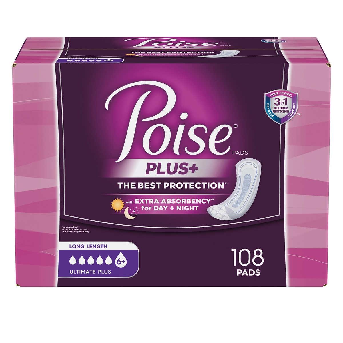 Poise Incontinence Pads for Women, Ultimate Absorbency, Regular & Long  Length