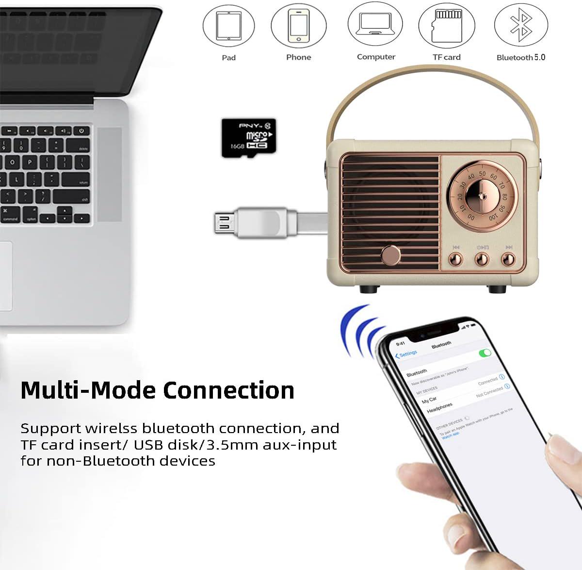 Altoparlante Bluetooth retrò altoparlante wireless portatile suono stereo cristallino - Foto 40 di 55