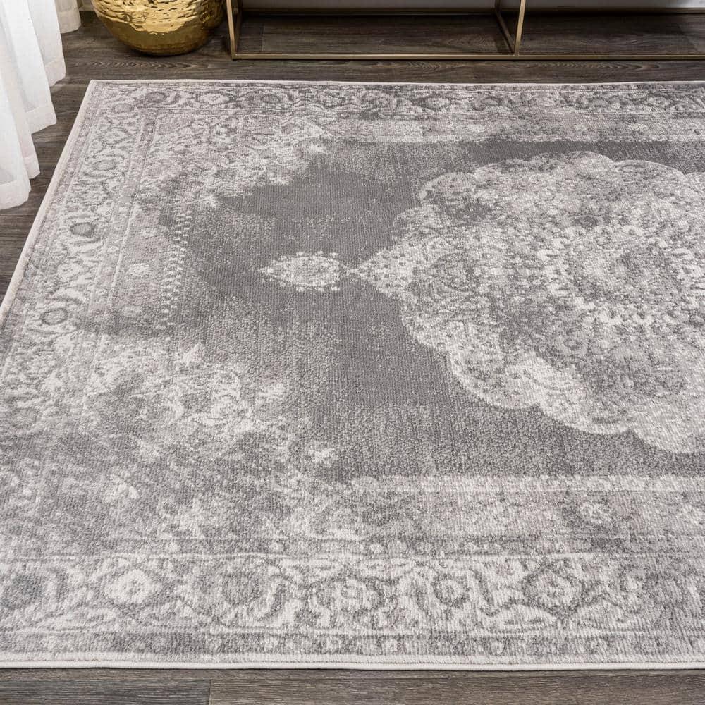 Jonathan Y Area Rugs 0.4"X120"X93" Rosalia Cottage Medallion Gray/Dark Gray Rug - Picture 5 of 12