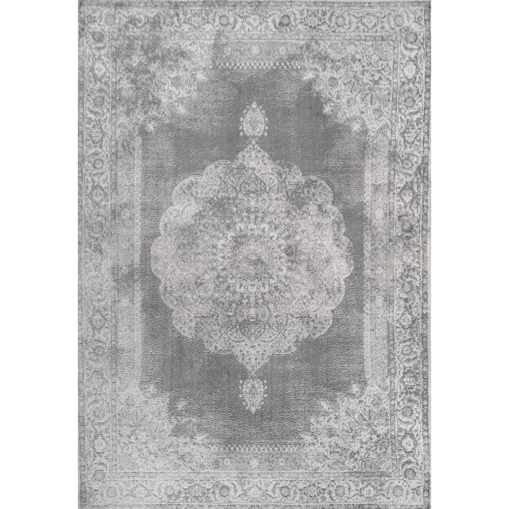 Jonathan Y Area Rugs 0.4"X120"X93" Rosalia Cottage Medallion Gray/Dark Gray Rug - Picture 2 of 12