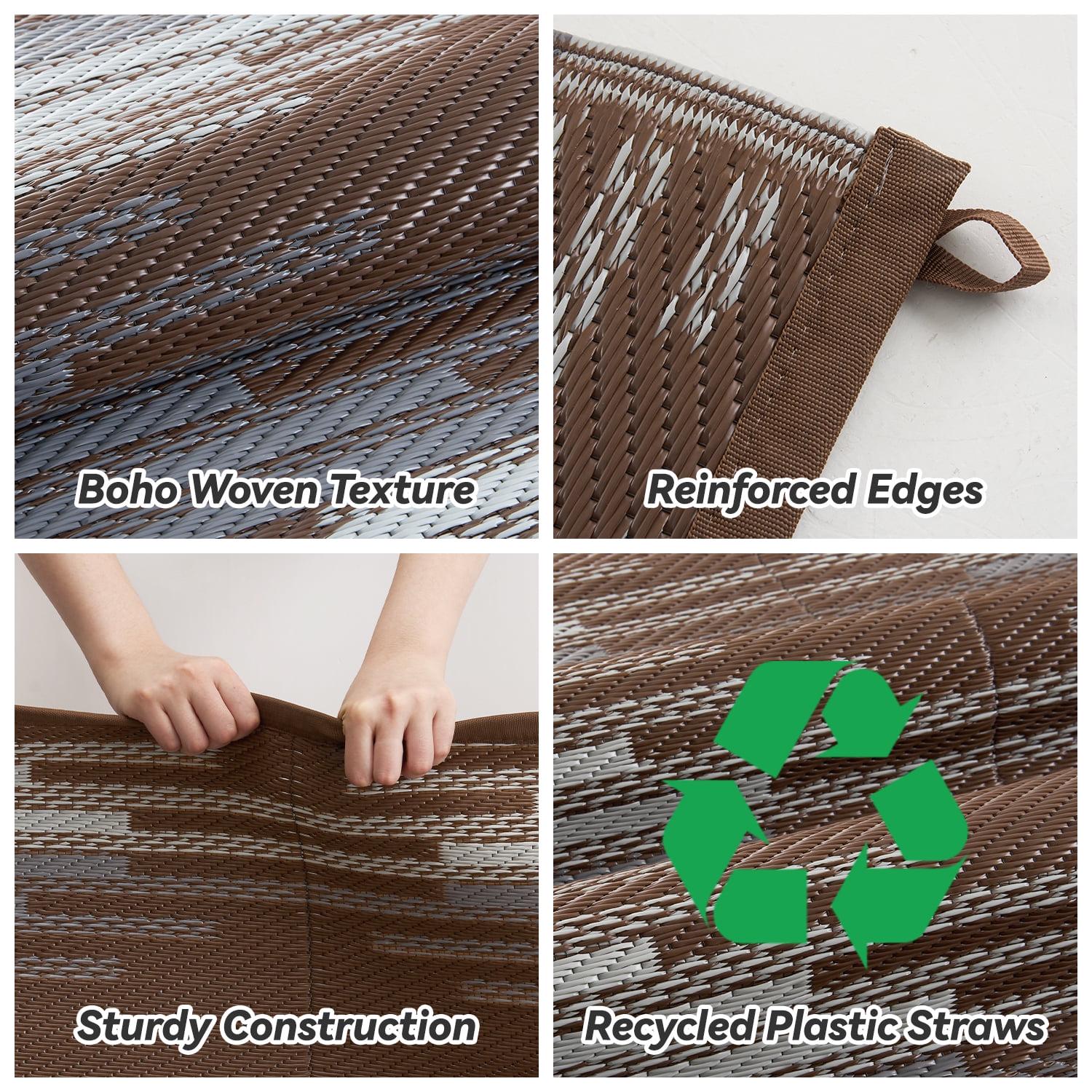 Outdoor Rug with Strip 9'x12' Waterproof Reversible Patio Rug Modern - Picture 40 of 70