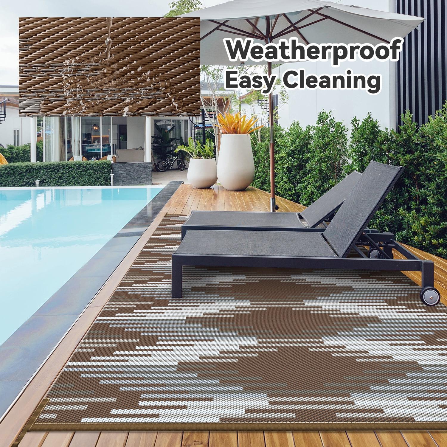Outdoor Rug with Strip 9'x12' Waterproof Reversible Patio Rug Modern - Picture 39 of 70
