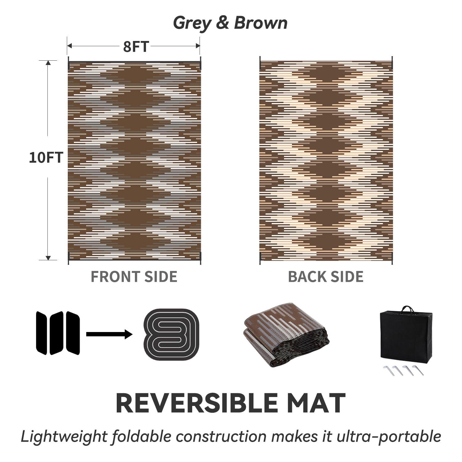 Outdoor Rug with Strip 9'x12' Waterproof Reversible Patio Rug Modern - Picture 44 of 70