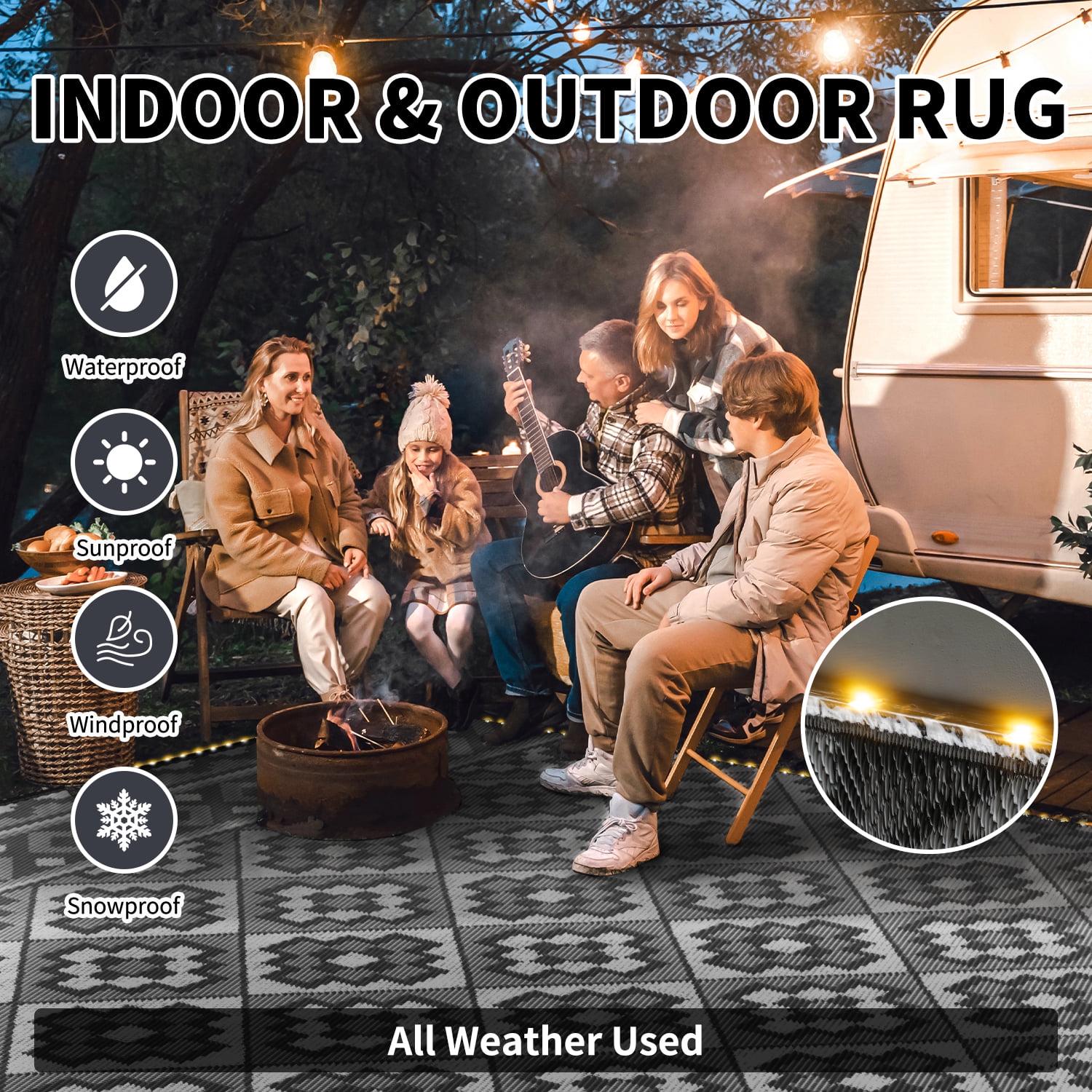 Outdoor Rug with Strip 9'x12' Waterproof Reversible Patio Rug Modern - Picture 56 of 70