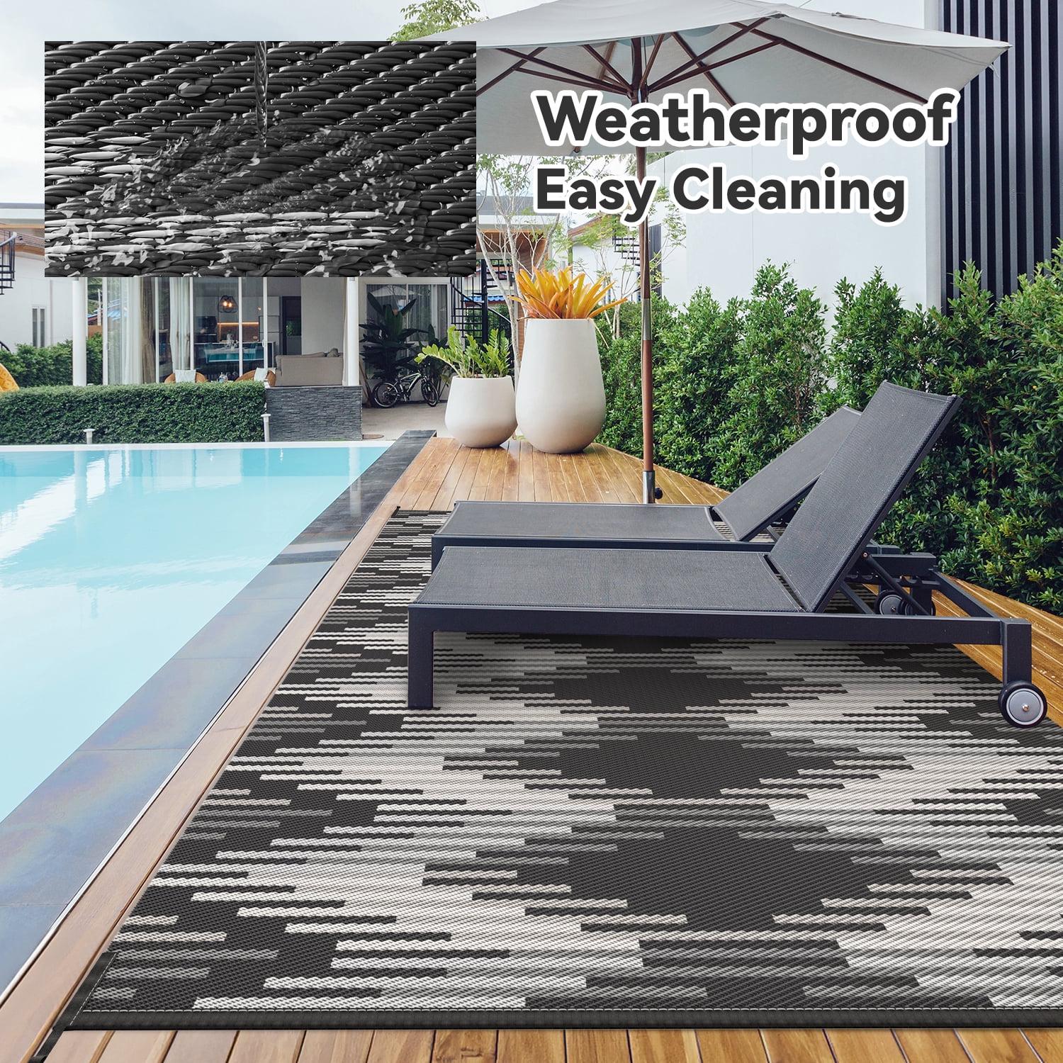 Outdoor Rug with Strip 9'x12' Waterproof Reversible Patio Rug Modern - Picture 45 of 70