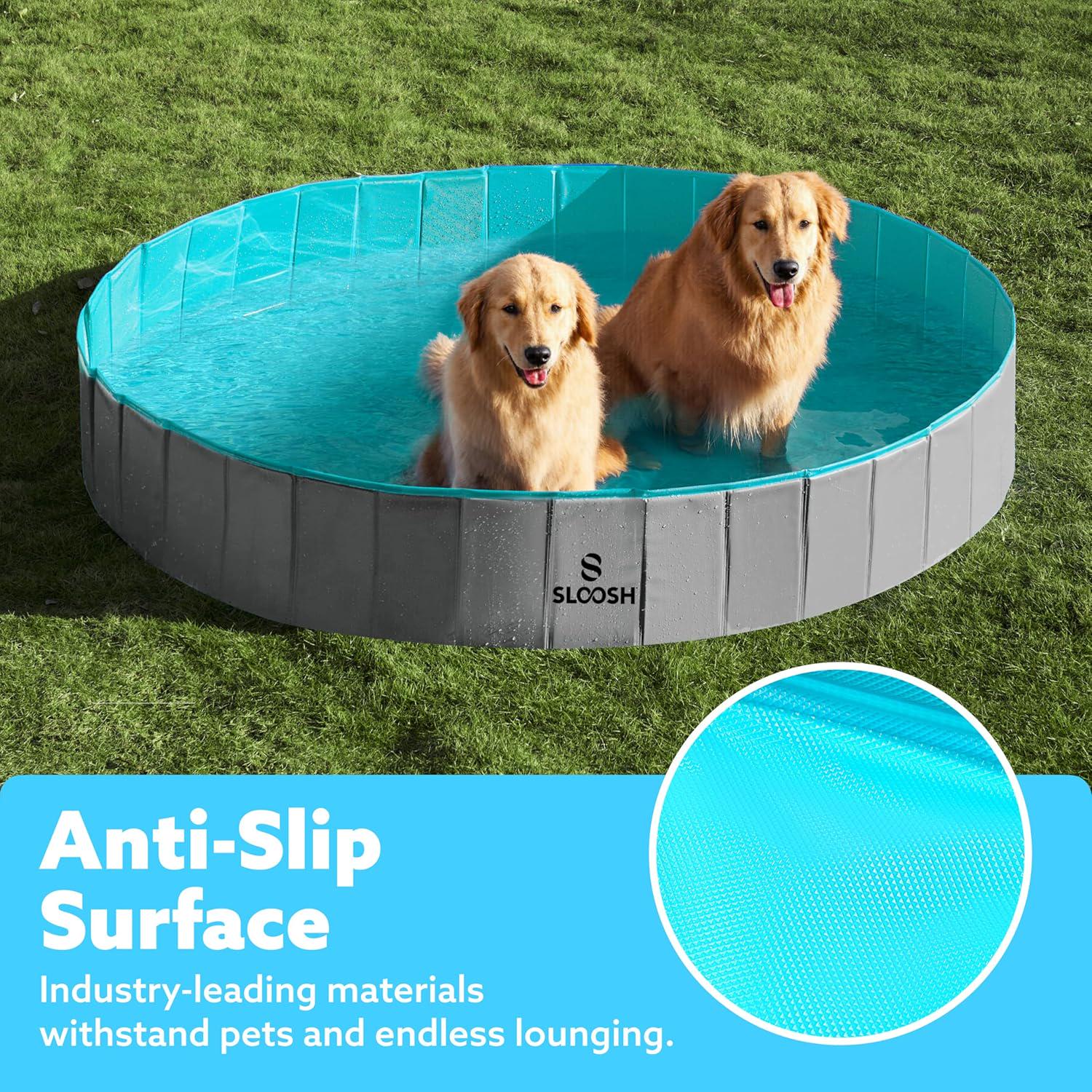 Sloosh Foldable Dog Kiddie Pool - Portable Hard Plastic Doggie Swimming Pool, X - Picture 28 of 39