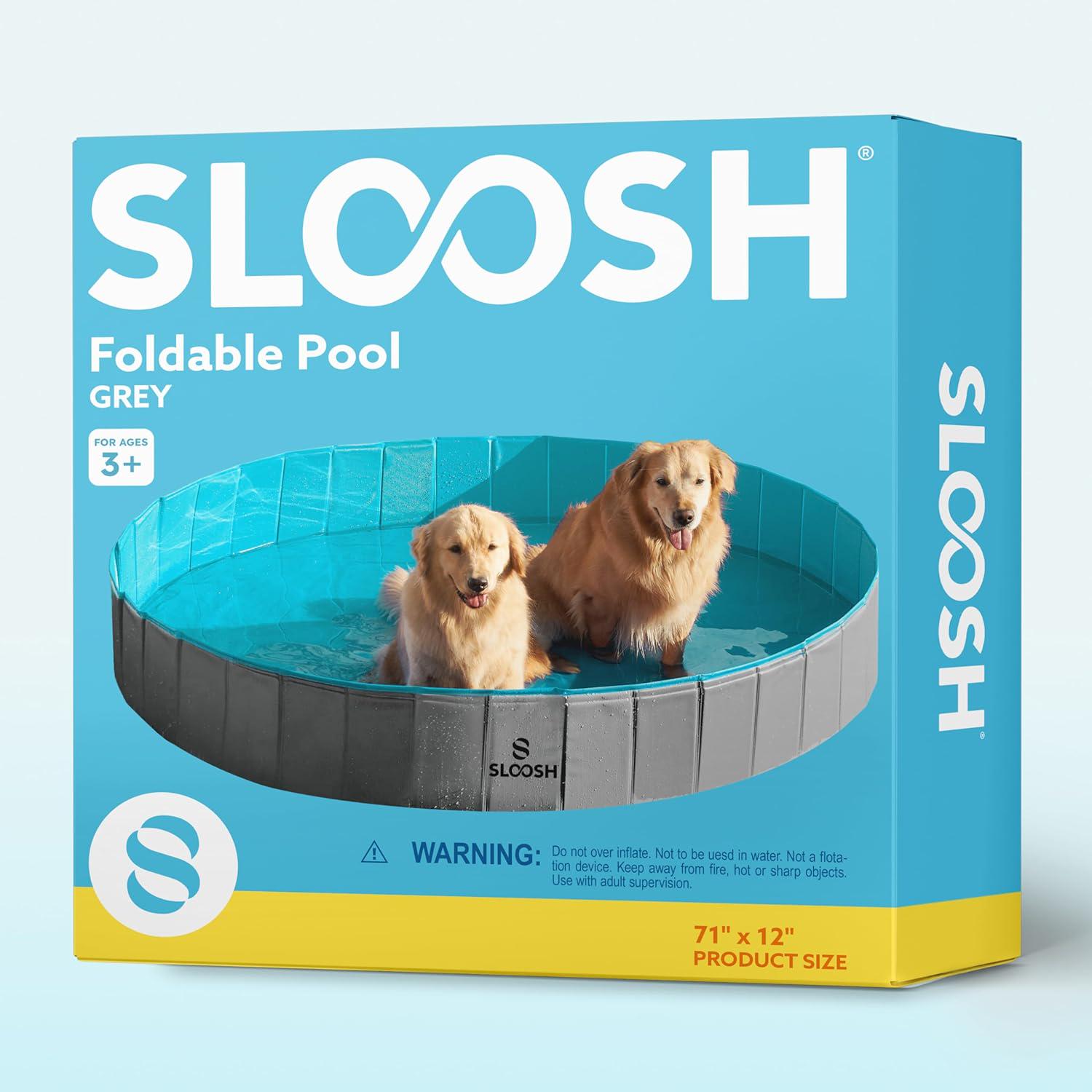 Sloosh Foldable Dog Kiddie Pool - Portable Hard Plastic Doggie Swimming Pool, X - Picture 32 of 39
