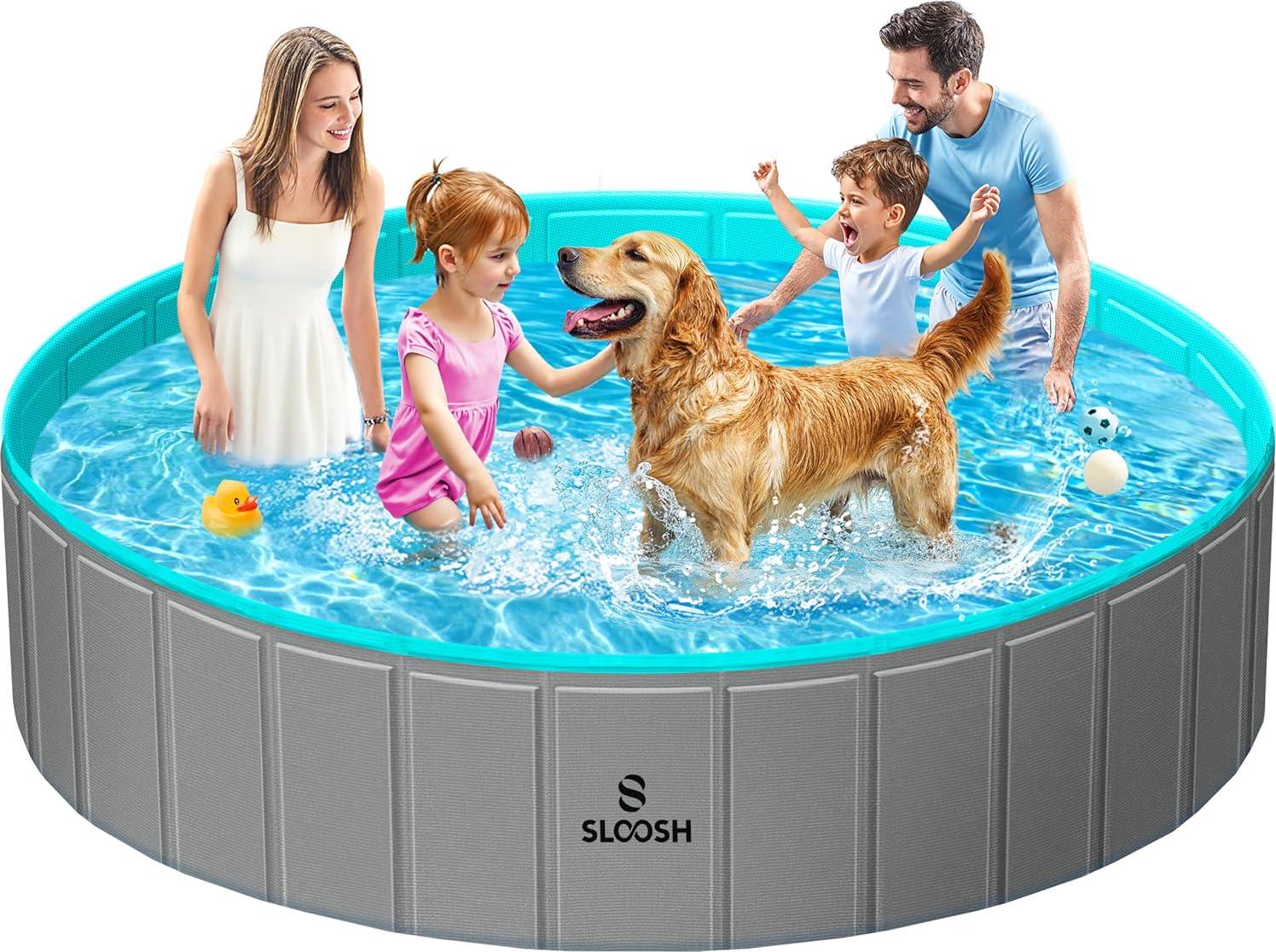 Sloosh Foldable Dog Kiddie Pool - Portable Hard Plastic Doggie Swimming Pool, X - Picture 25 of 39