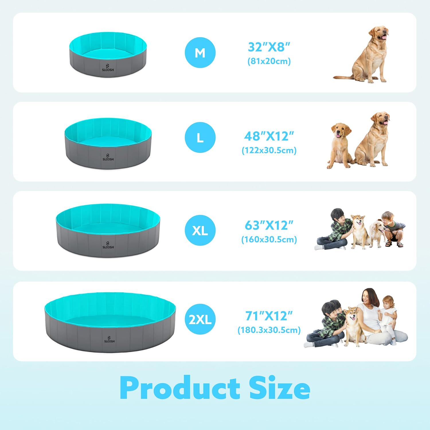 Sloosh Foldable Dog Kiddie Pool - Portable Hard Plastic Doggie Swimming Pool, X - Picture 31 of 39