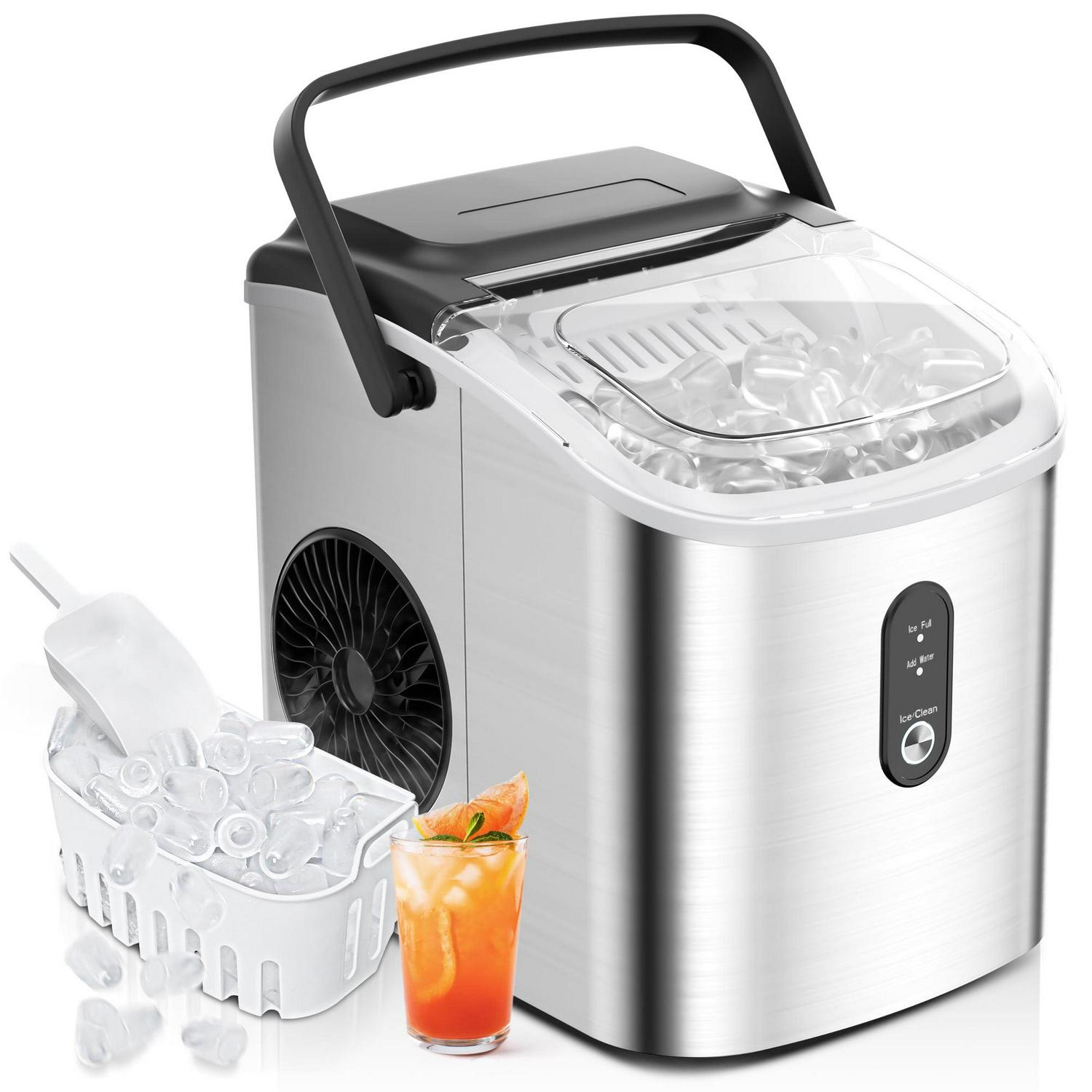 Countertop Ice Maker with Handle, 9 bullet ice in 6 Mins, 26Lbs/24H, Portable