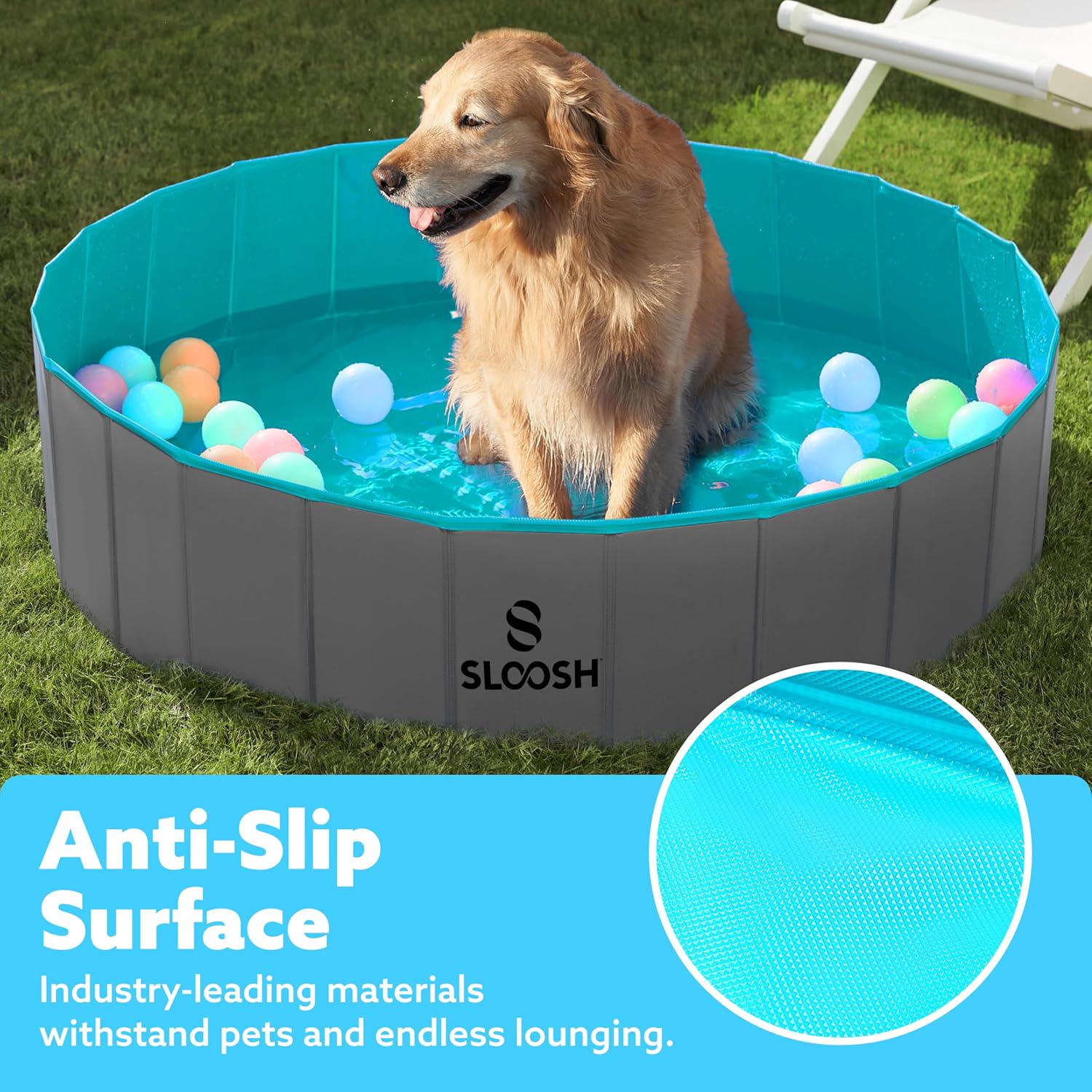 Sloosh Foldable Dog Kiddie Pool - Portable Hard Plastic Doggie Swimming Pool, X - Picture 12 of 39