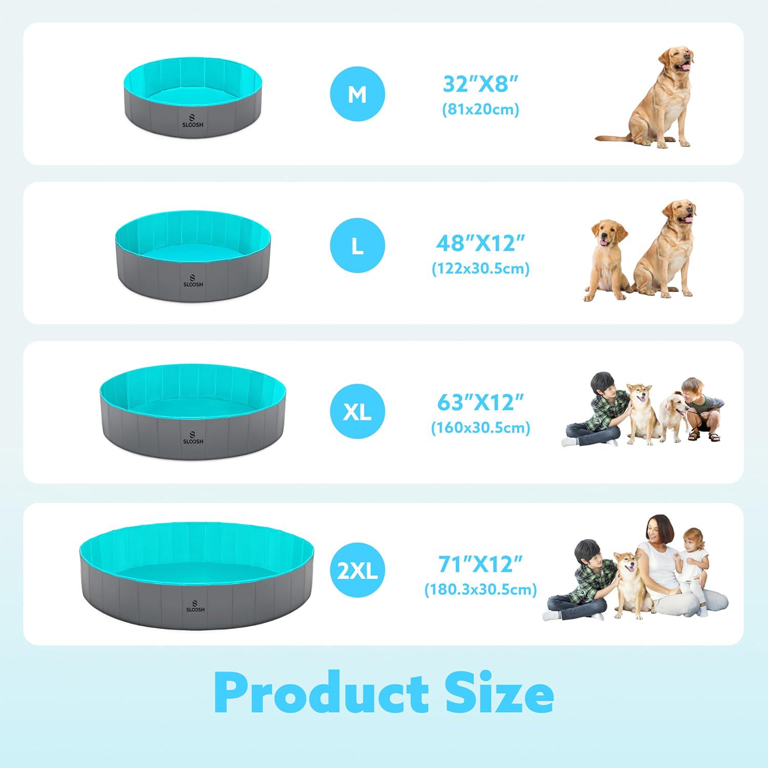 Sloosh Foldable Dog Kiddie Pool - Portable Hard Plastic Doggie Swimming Pool, X - Picture 15 of 39