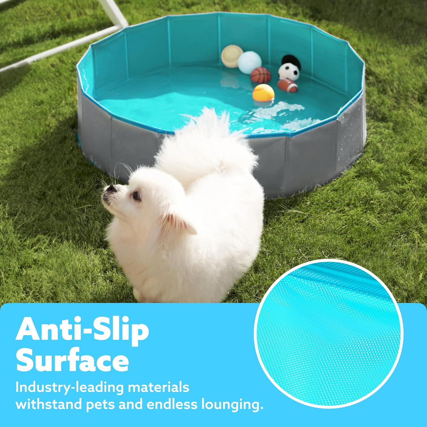 Sloosh Foldable Dog Kiddie Pool - Portable Hard Plastic Doggie Swimming Pool, X - Picture 36 of 39
