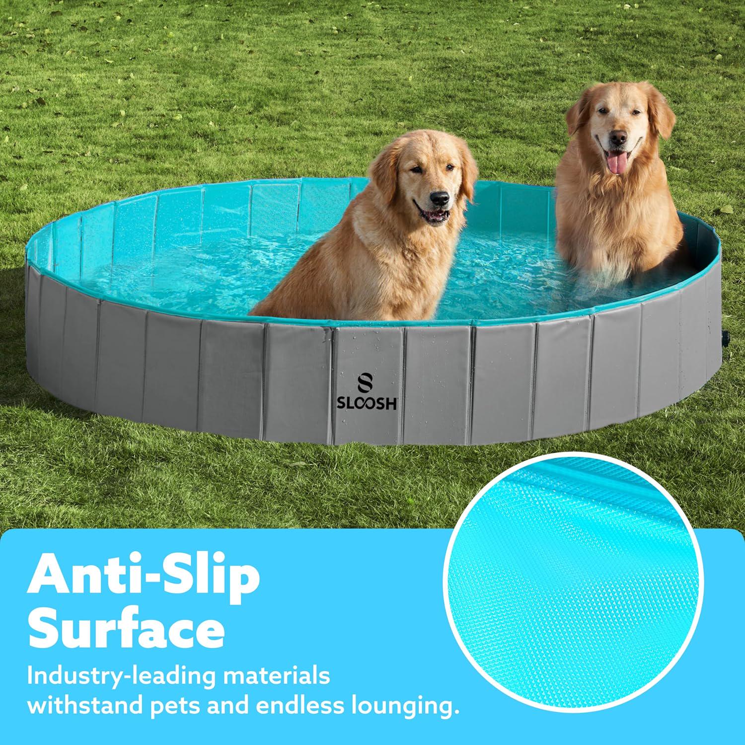 Sloosh Foldable Dog Kiddie Pool - Portable Hard Plastic Doggie Swimming Pool, X - Picture 20 of 39