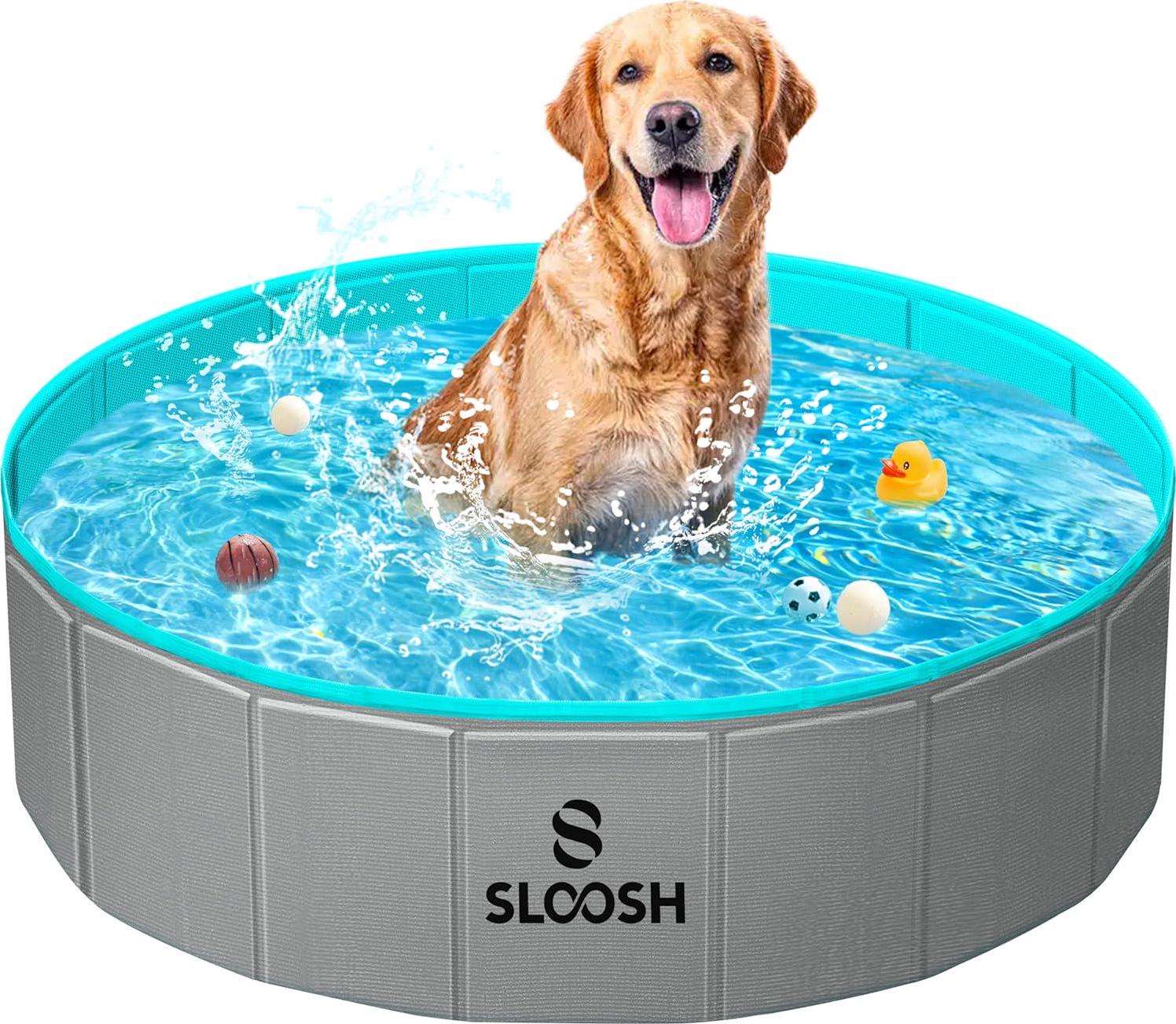 Sloosh Foldable Dog Kiddie Pool - Portable Hard Plastic Doggie Swimming Pool, X - Picture 33 of 39