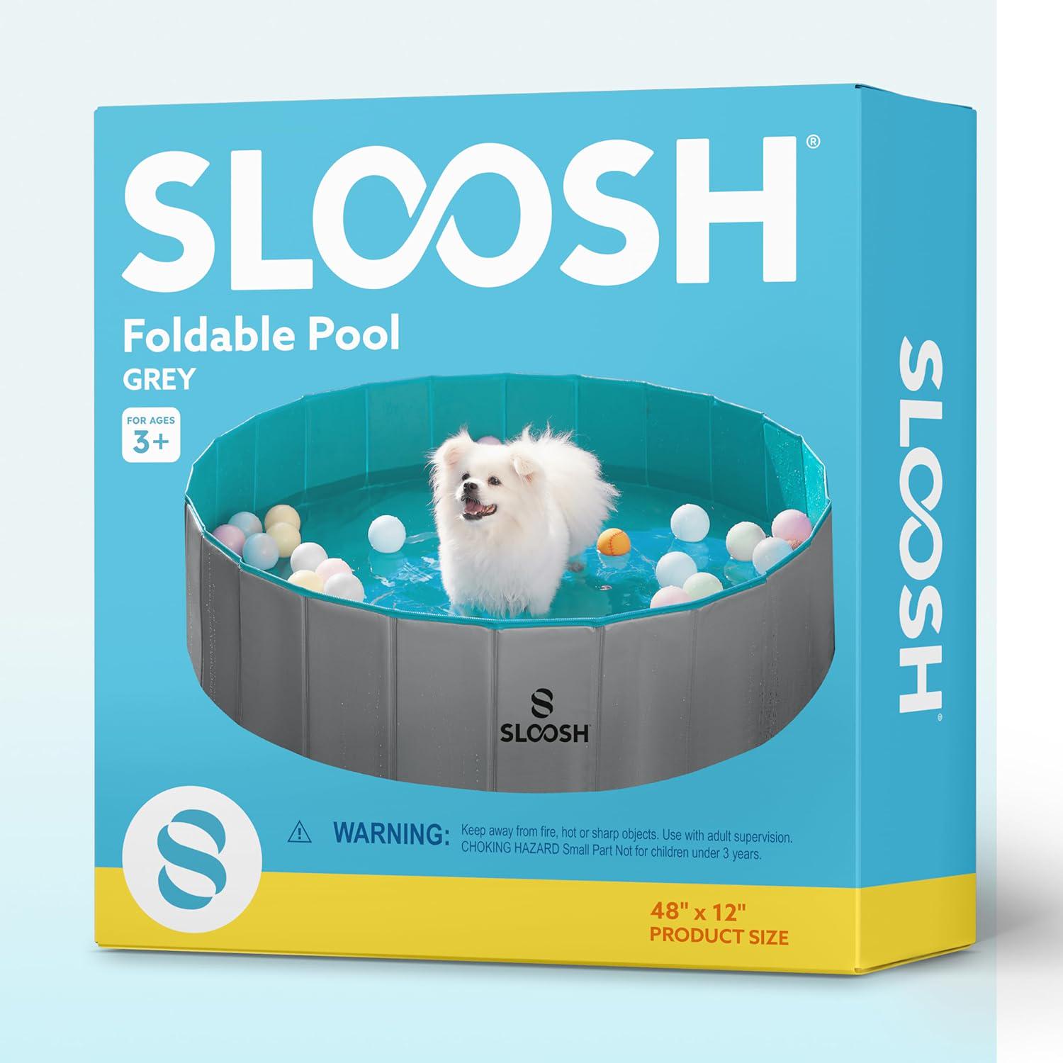 Sloosh Foldable Dog Kiddie Pool - Portable Hard Plastic Doggie Swimming Pool, X - Picture 16 of 39