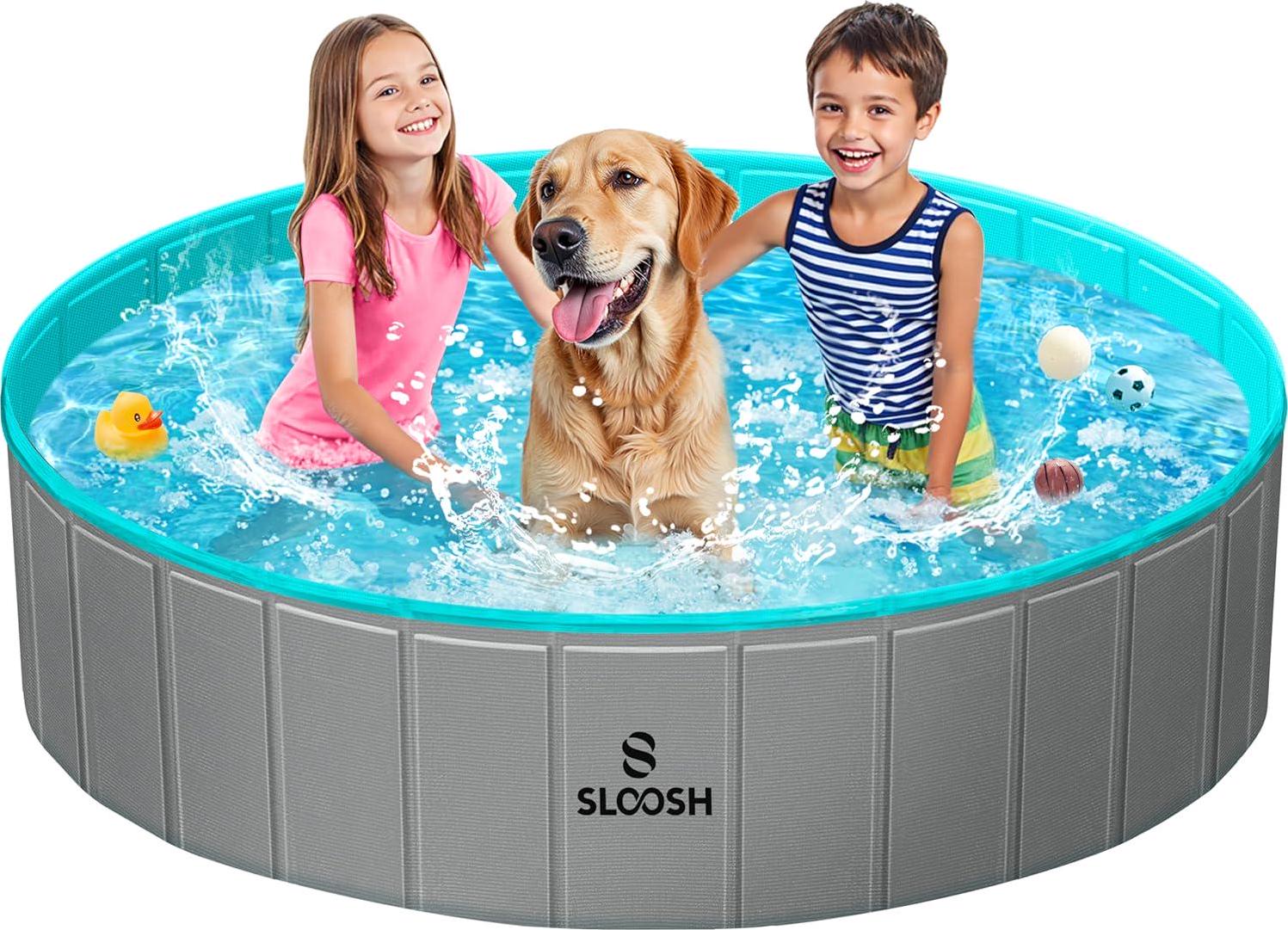 Sloosh Foldable Dog Kiddie Pool - Portable Hard Plastic Doggie Swimming Pool, X - Picture 17 of 39